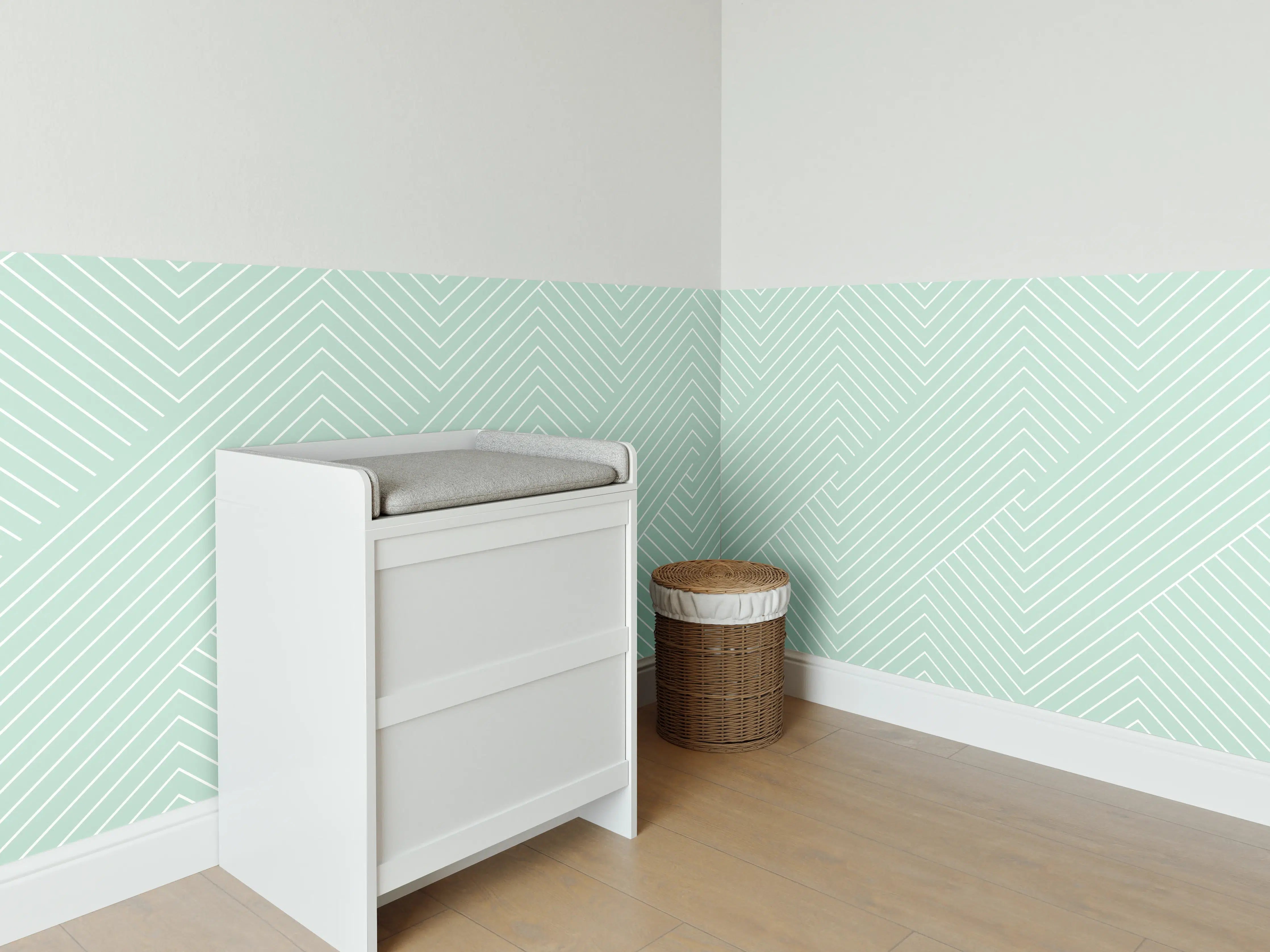 Babyzimmer Wandgestaltung - Mint-Grün Geometrisch-Muster