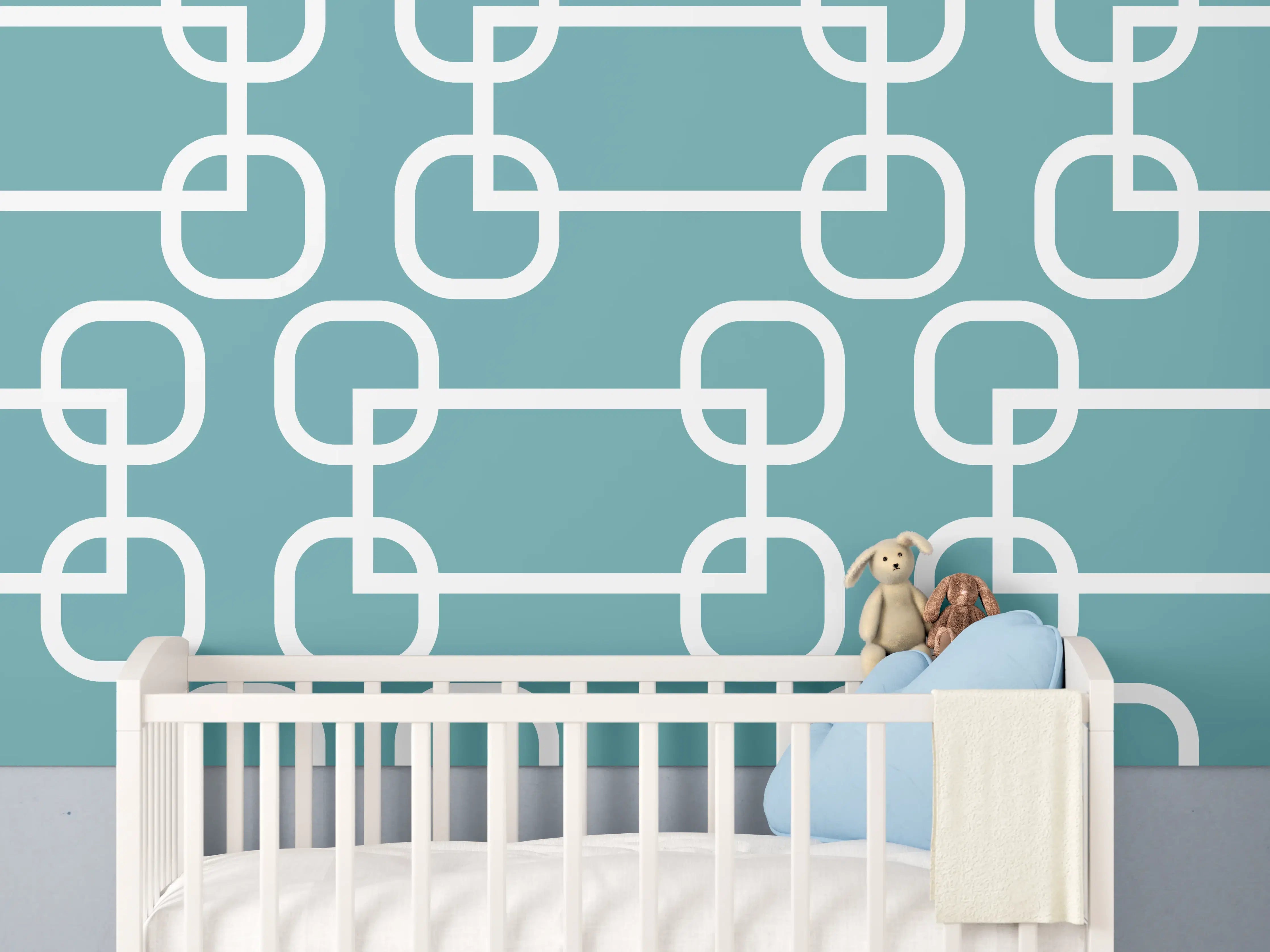 Babyzimmer Wandgestaltung - Mintfarbene Kreise Netz-Muster