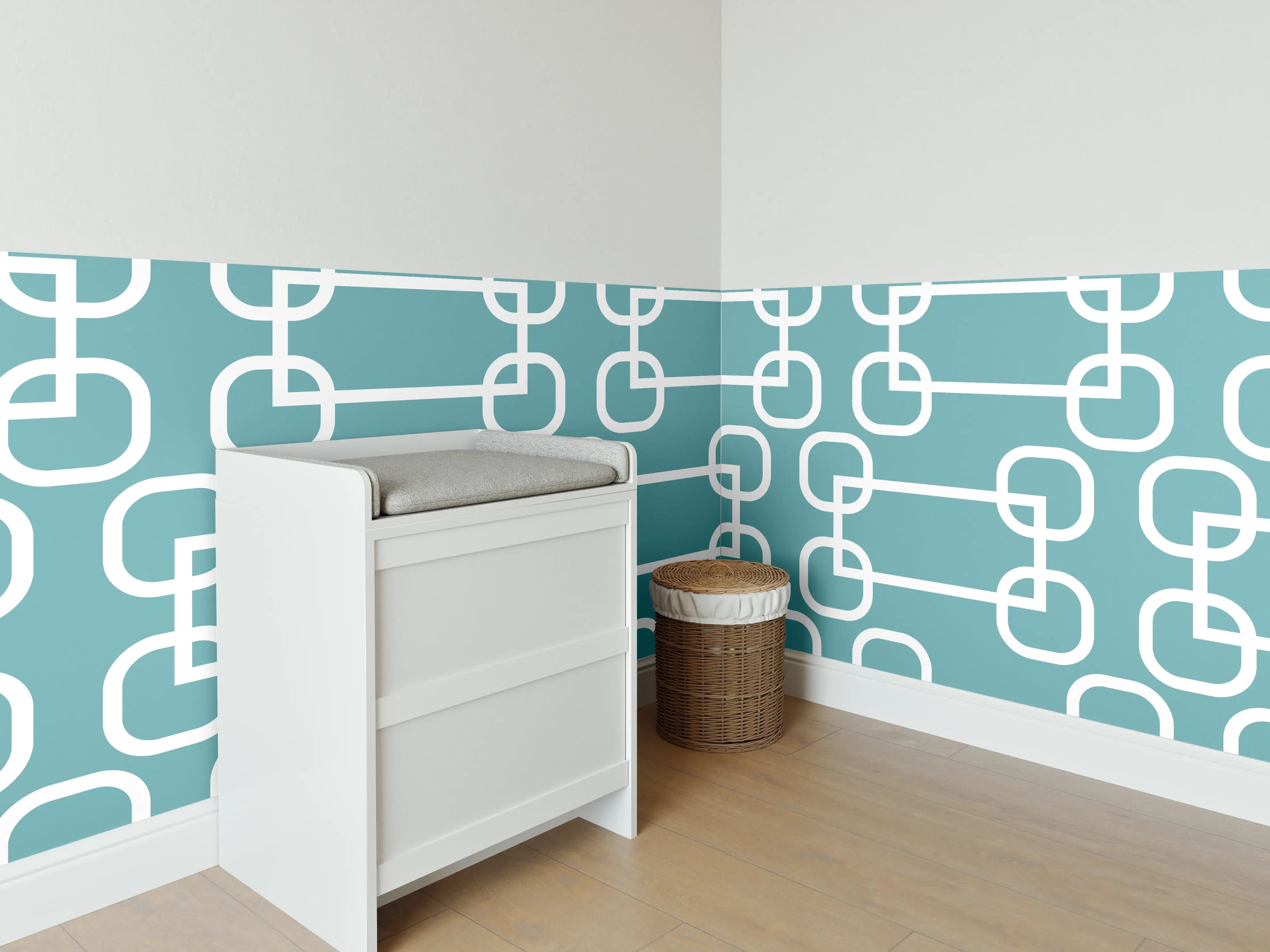 Babyzimmer Wandgestaltung - Mintfarbene Kreise Netz-Muster