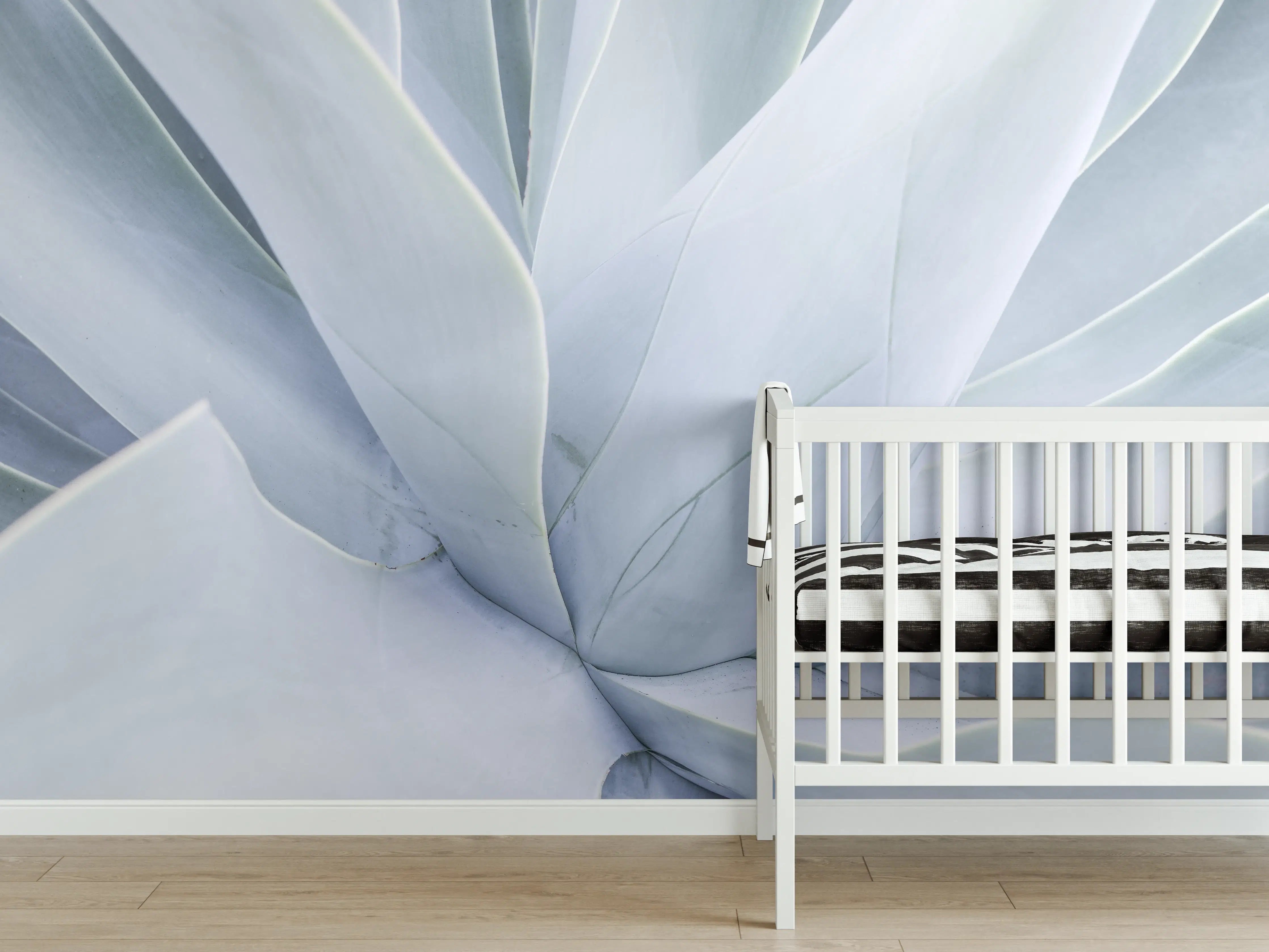 Babyzimmer Wandgestaltung - Mintgrüne Agavenblattstruktur