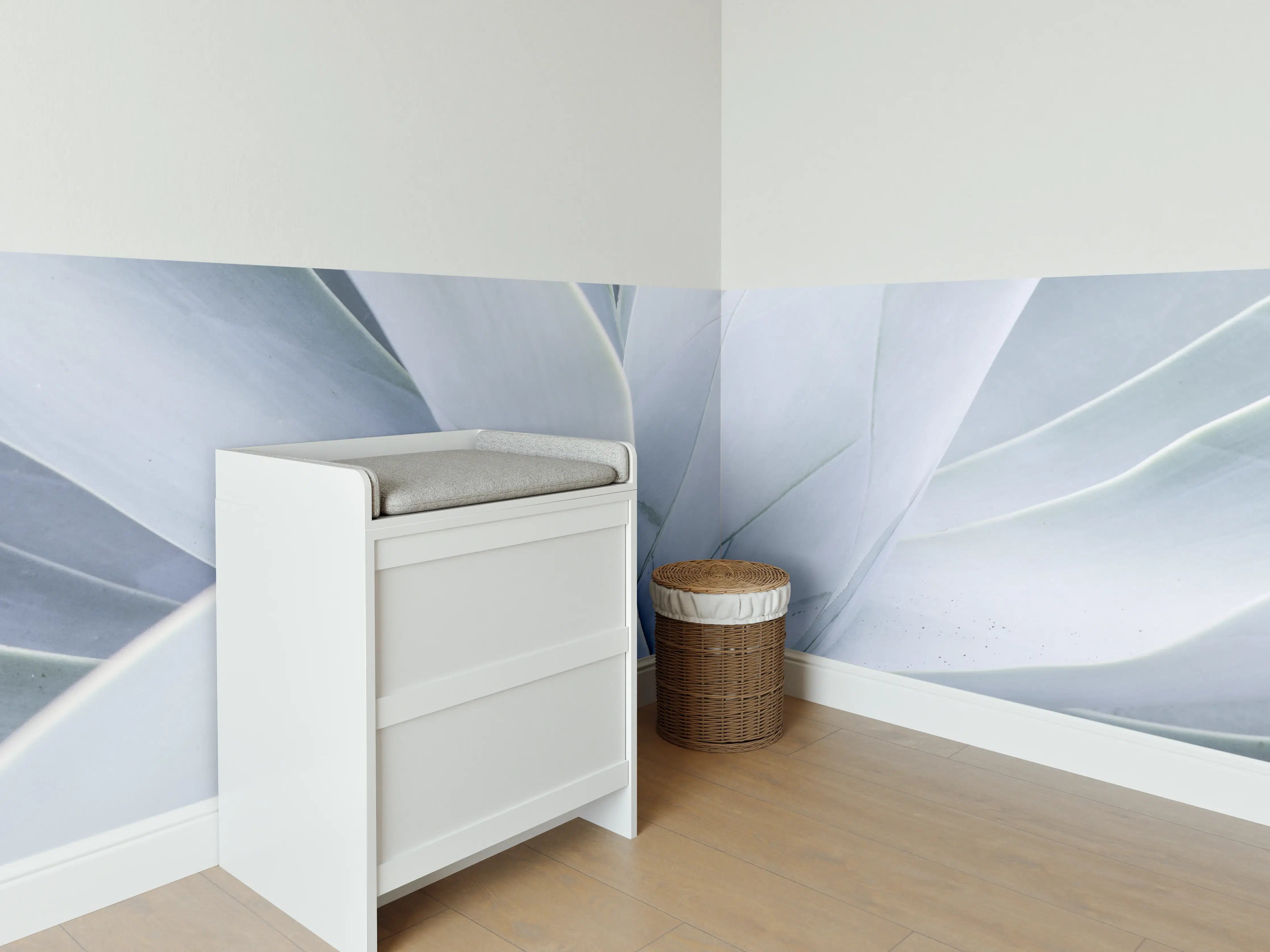 Babyzimmer Wandgestaltung - Mintgrüne Agavenblattstruktur