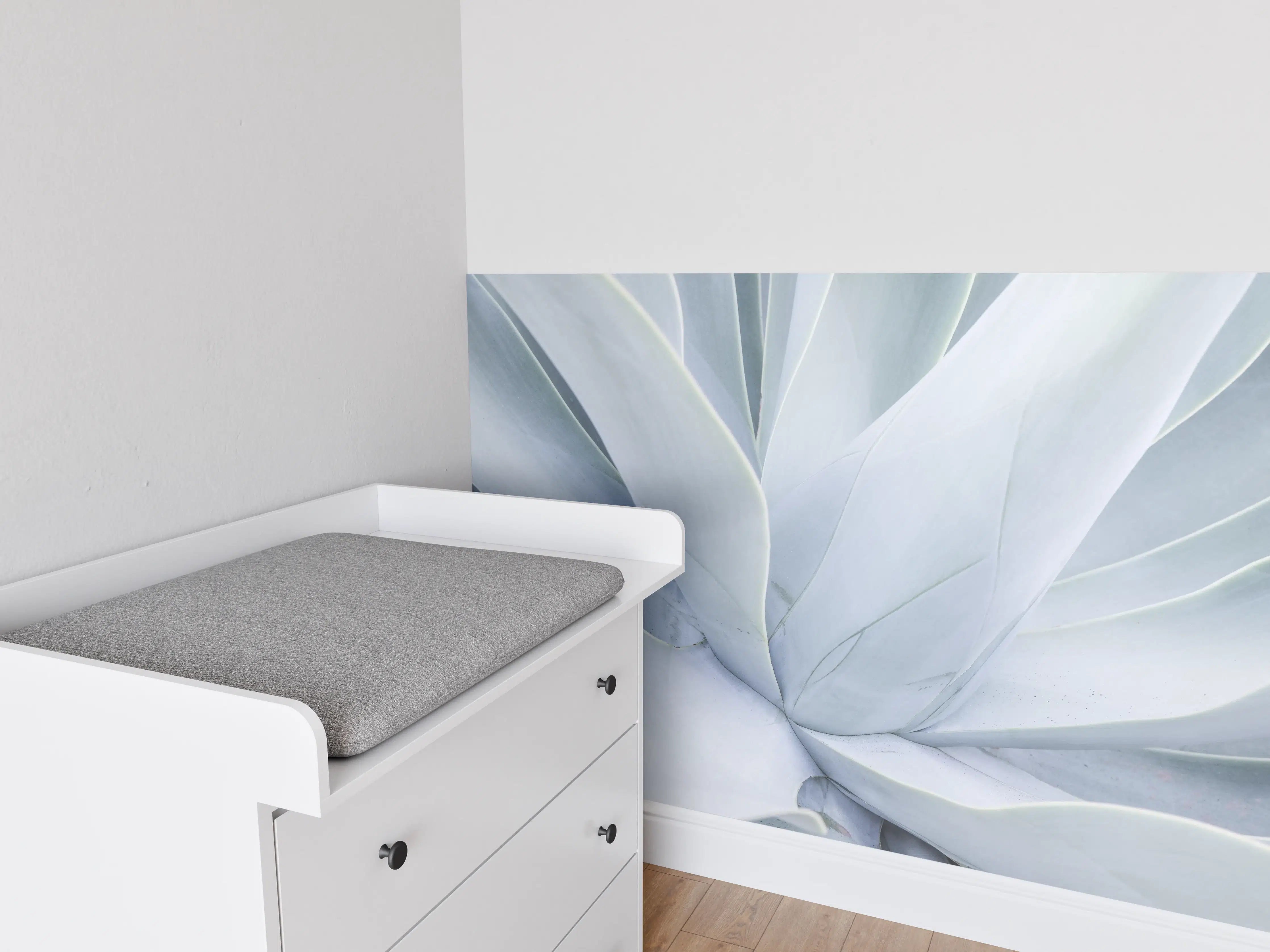 Babyzimmer Wandgestaltung - Mintgrüne Agavenblattstruktur
