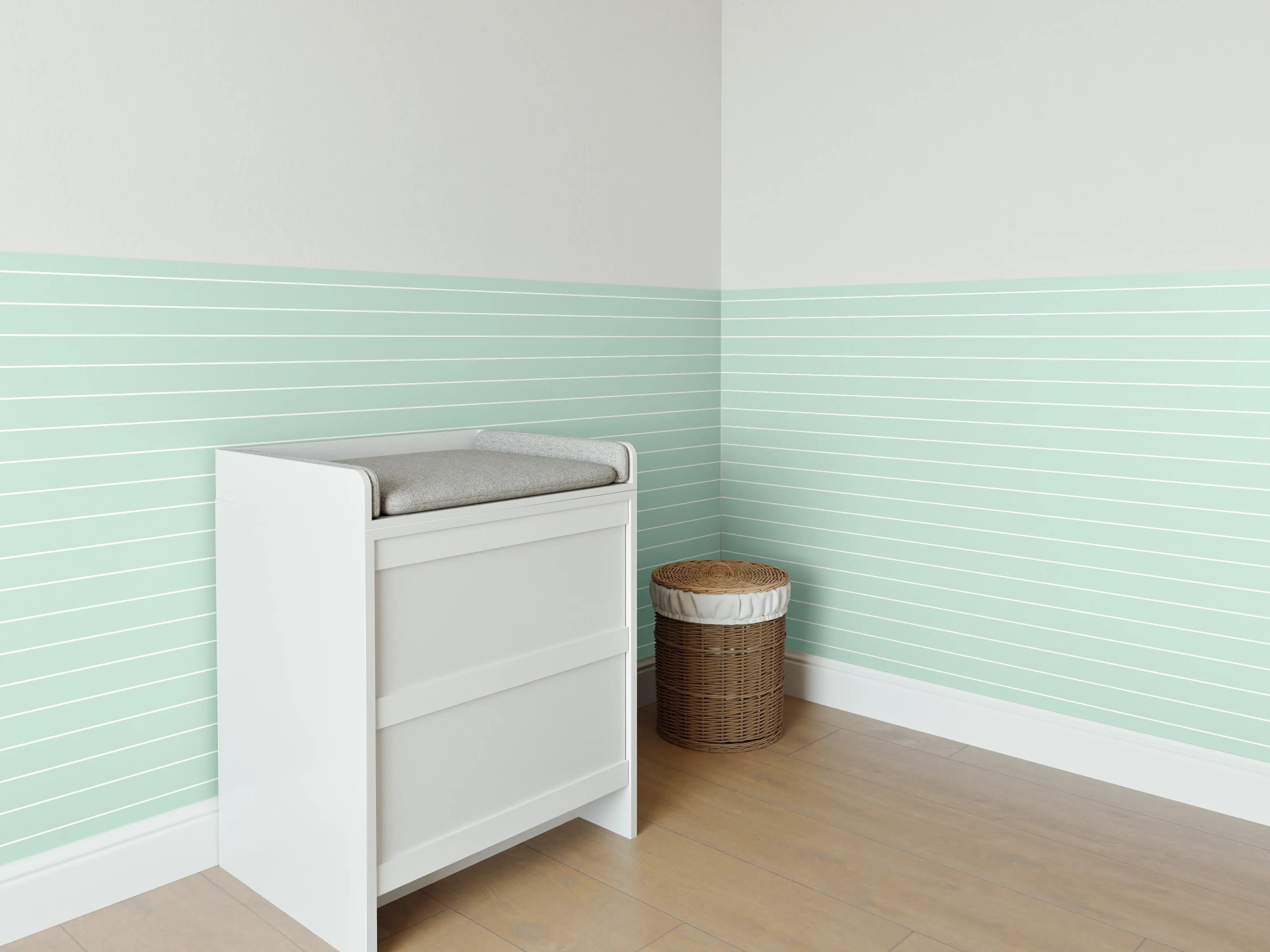 Babyzimmer Wandgestaltung - Mintgrüne geometrische Wandgestaltung