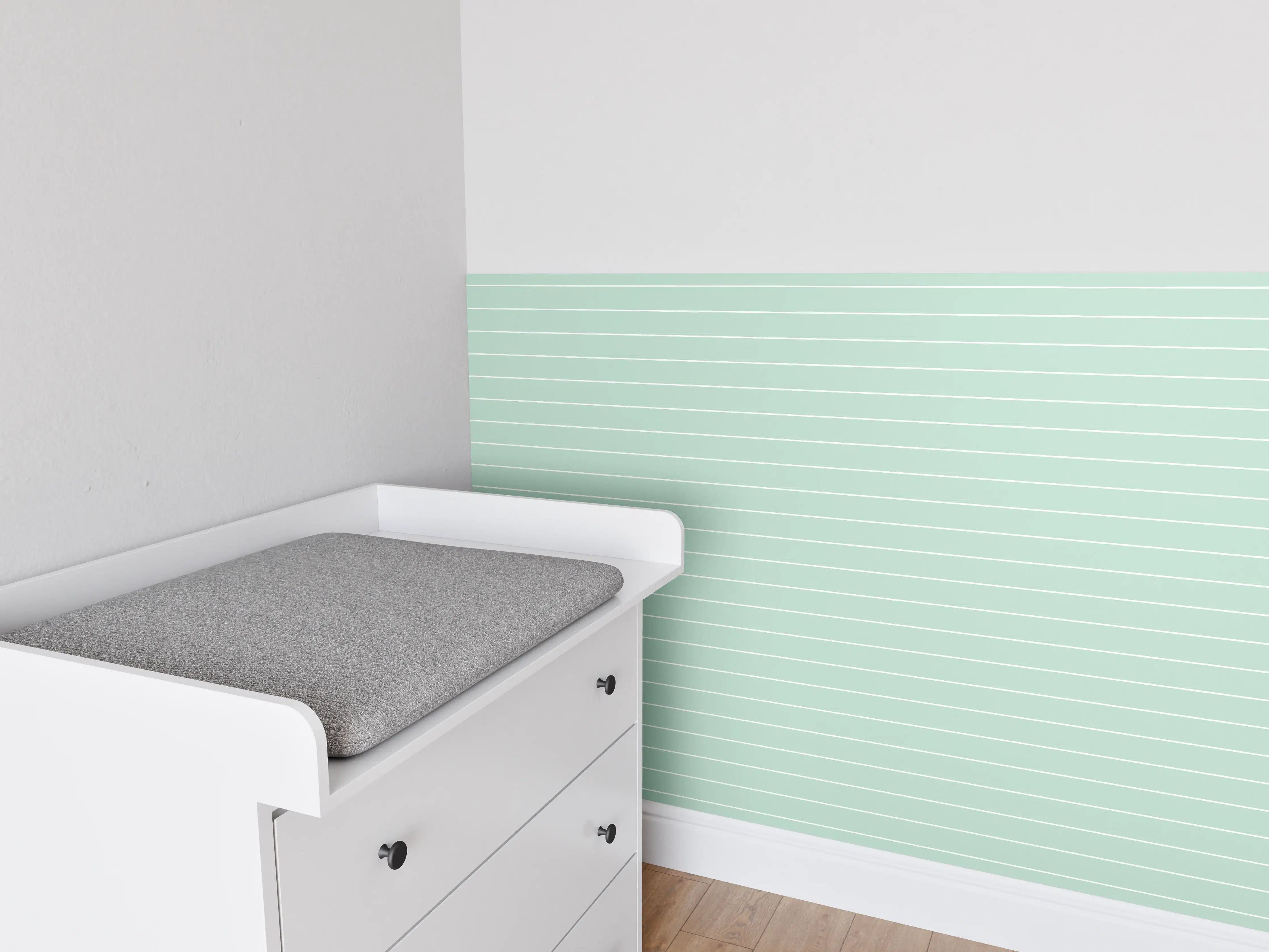 Babyzimmer Wandgestaltung - Mintgrüne geometrische Wandgestaltung