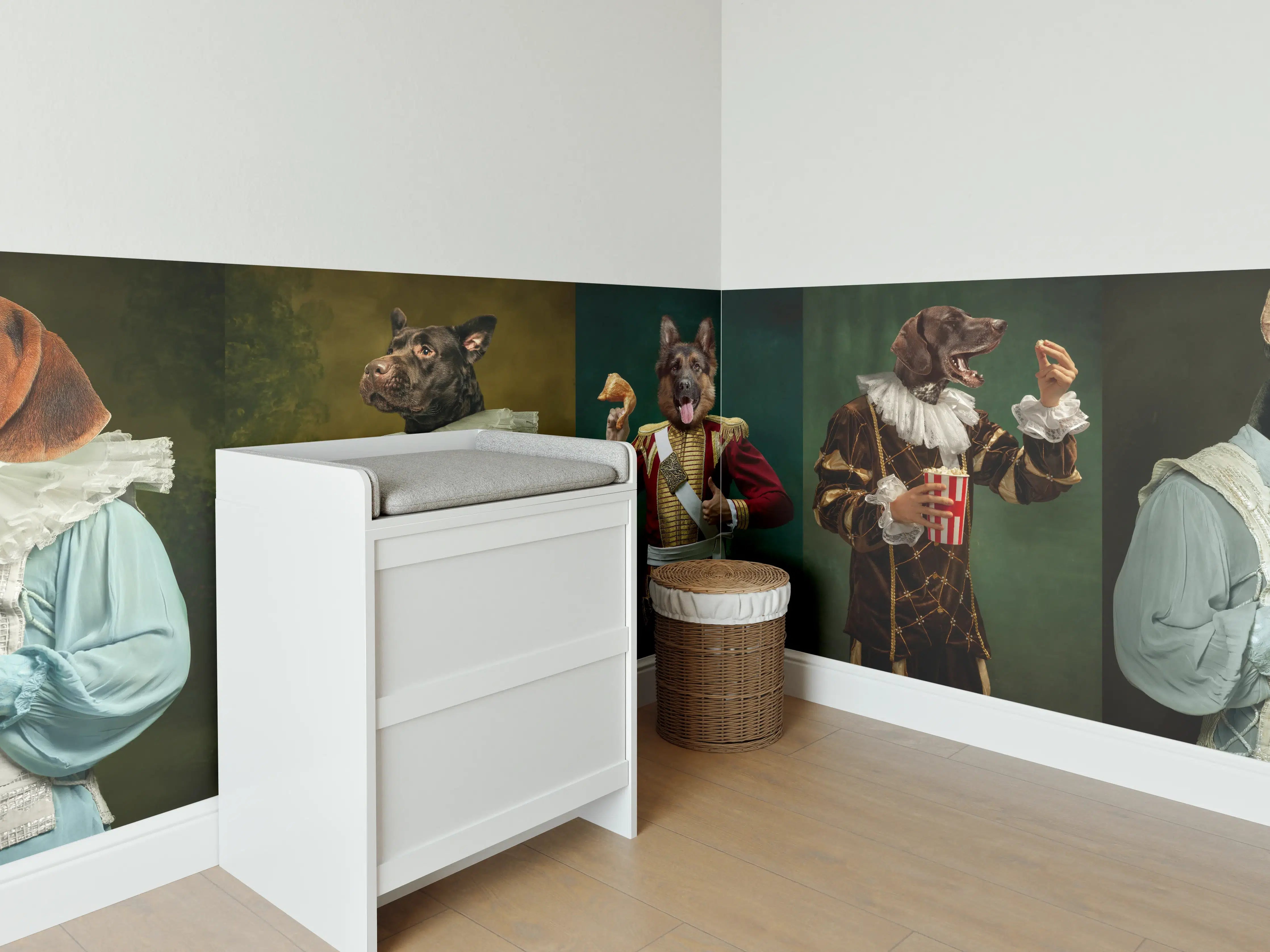 Babyzimmer Wandgestaltung - Mittelalterliche Hundekopf Porträts