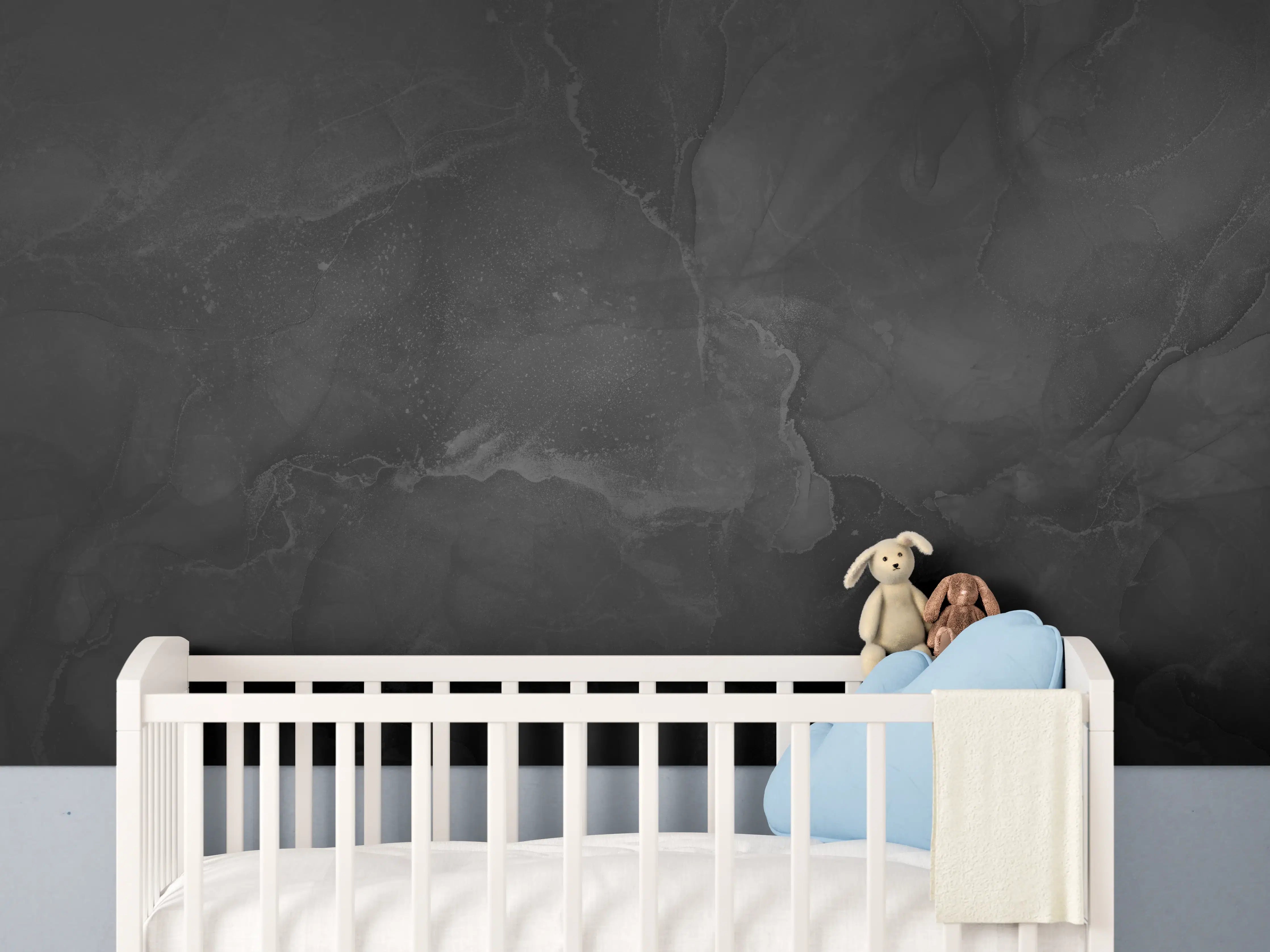 Babyzimmer Wandgestaltung - Modern grau-schwarzer Marmor
