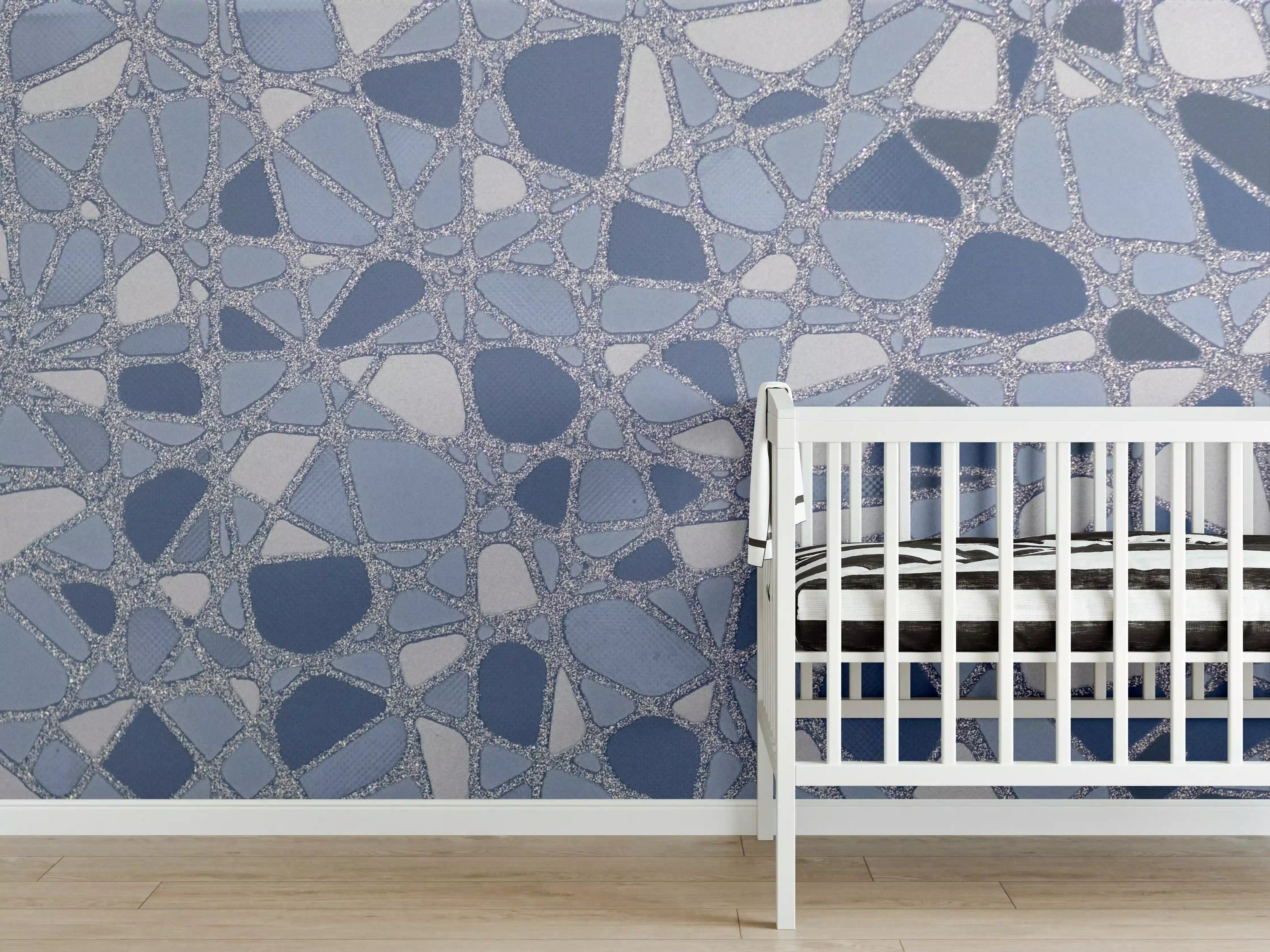 Babyzimmer Wandgestaltung - Moderne Betonstruktur in Blau und Grau
