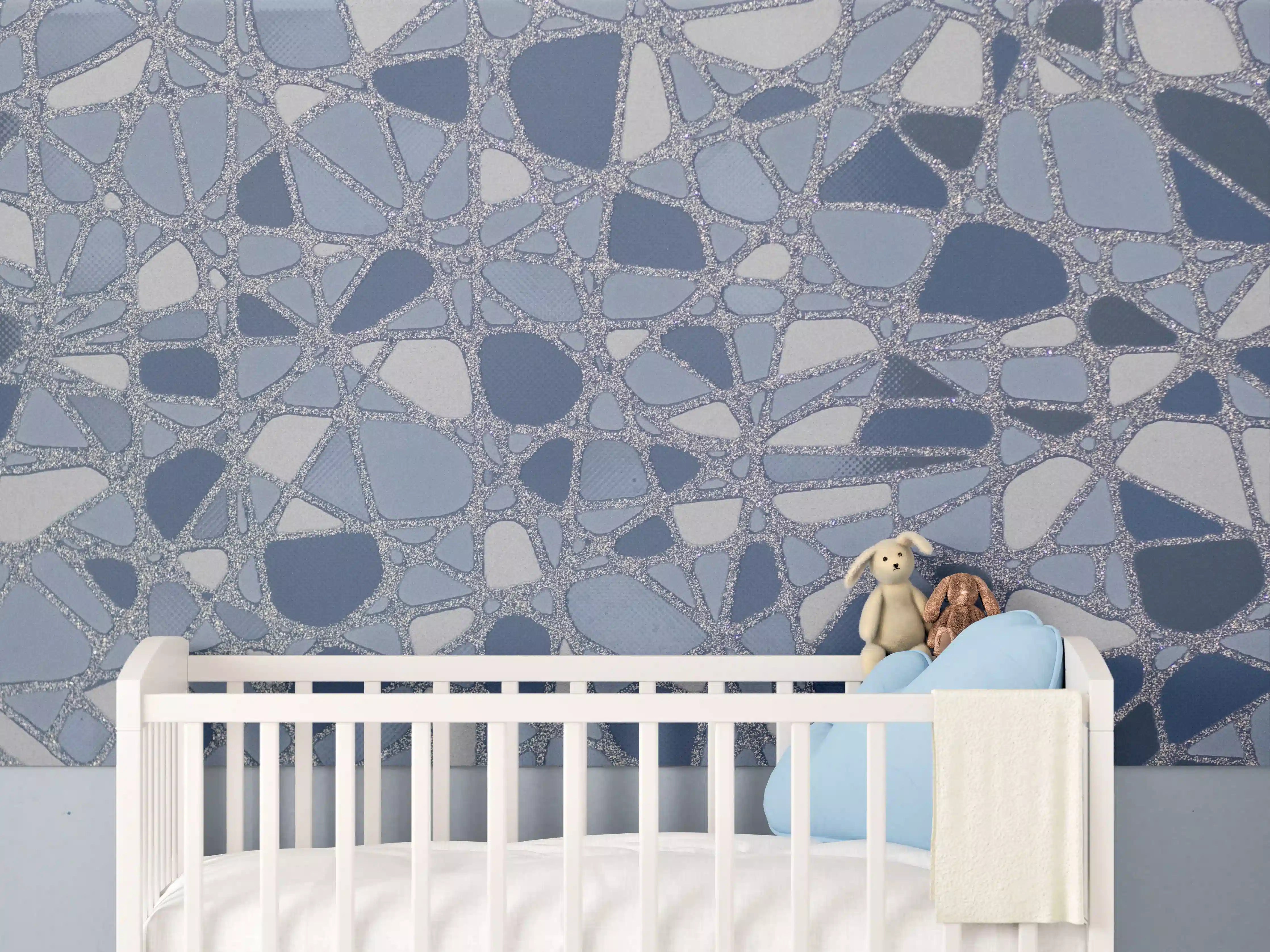 Babyzimmer Wandgestaltung - Moderne Betonstruktur in Blau und Grau