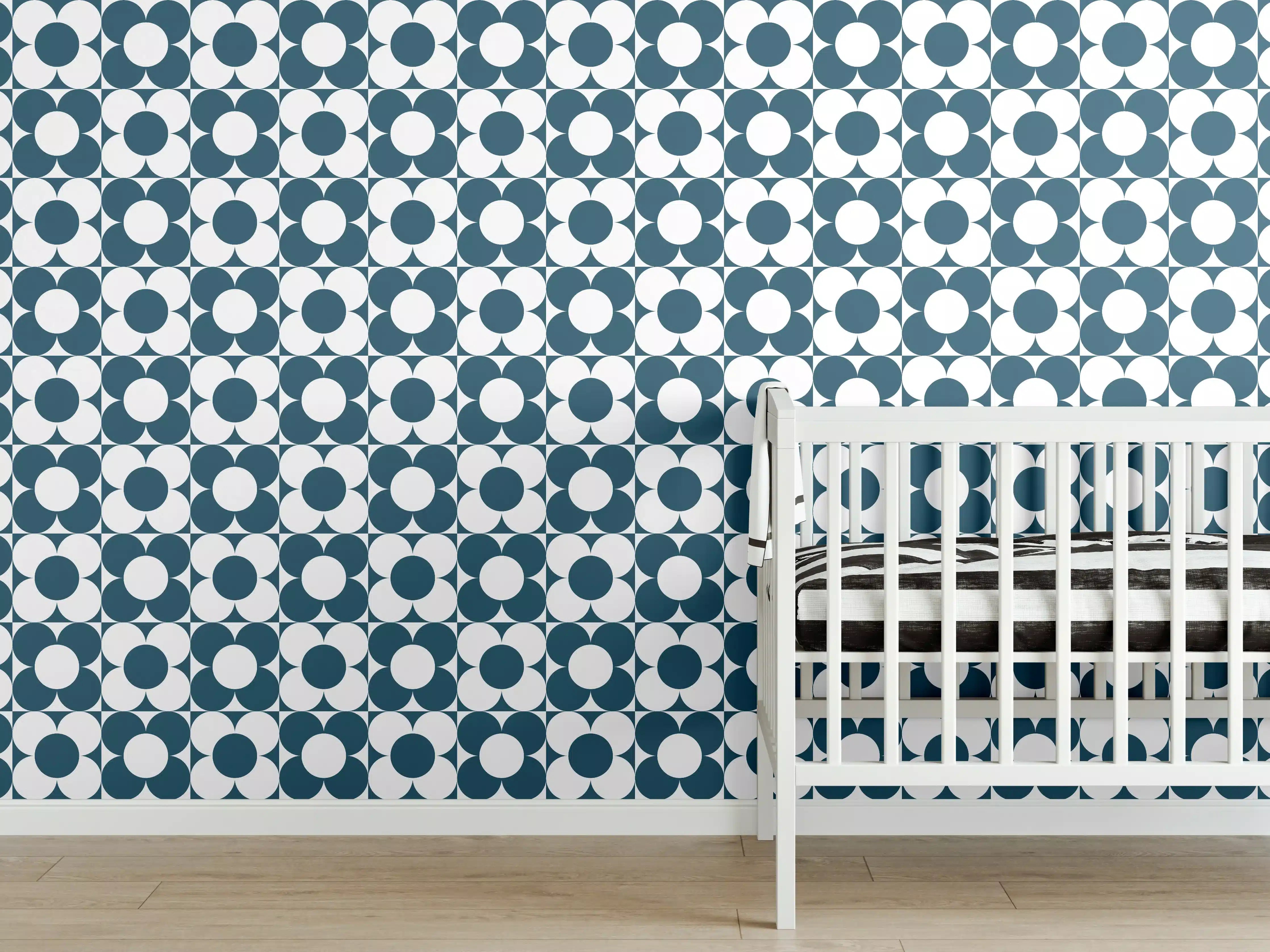 Babyzimmer Wandgestaltung - Moderne Blautöne mit Retro-Charme