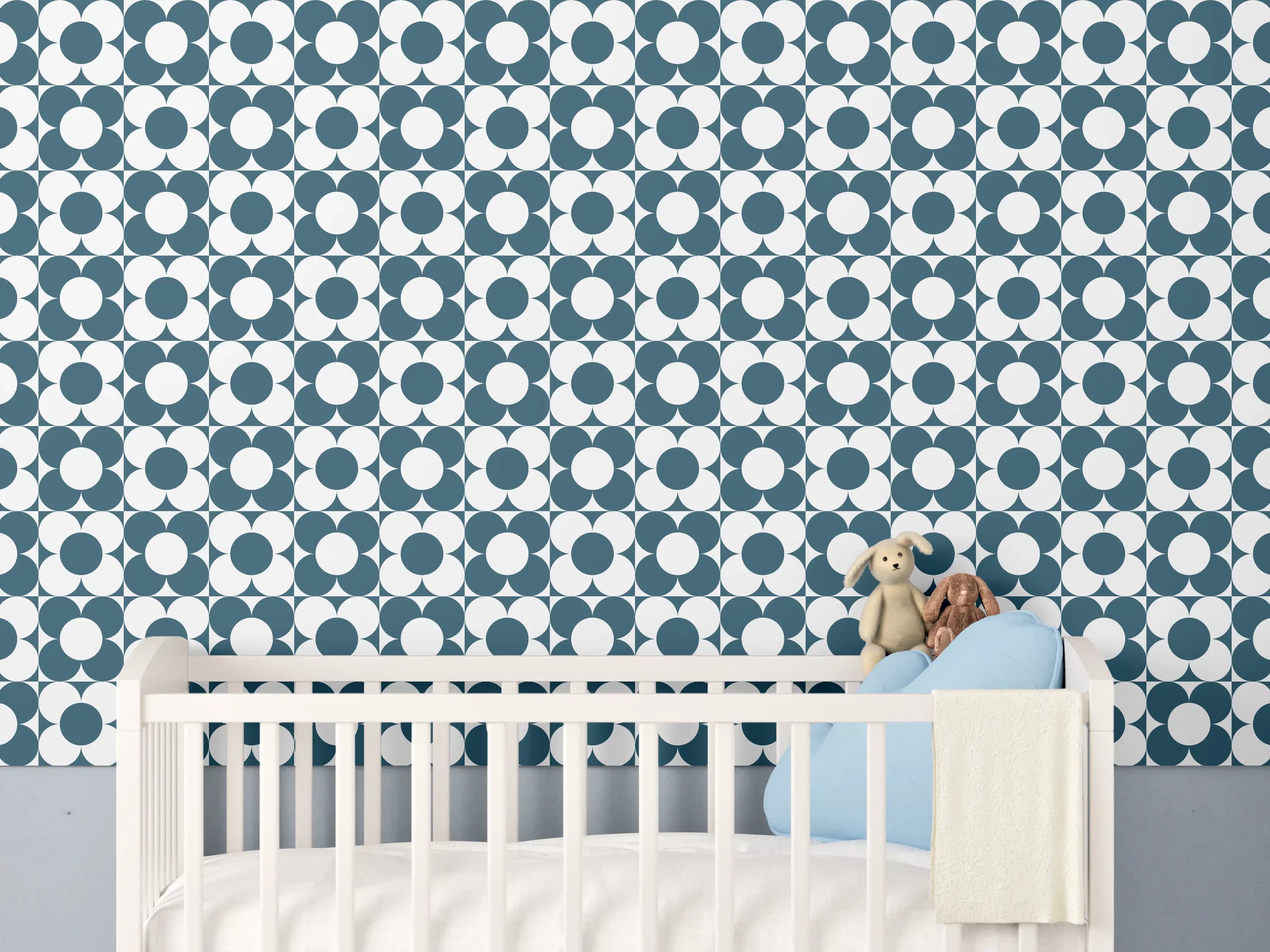 Babyzimmer Wandgestaltung - Moderne Blautöne mit Retro-Charme