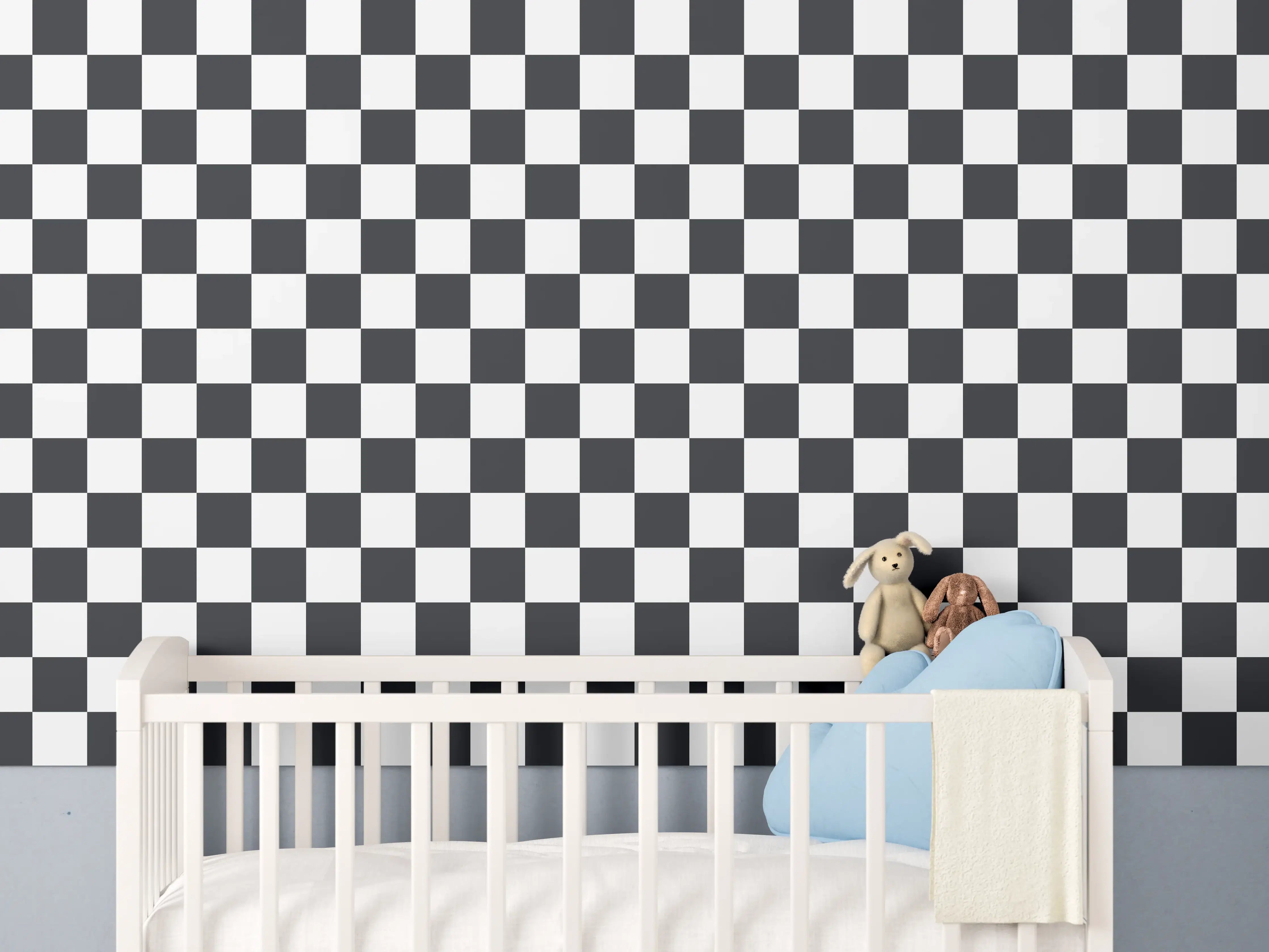 Babyzimmer Wandgestaltung - Moderne Fliesen in Schwarz-Weiß-Design