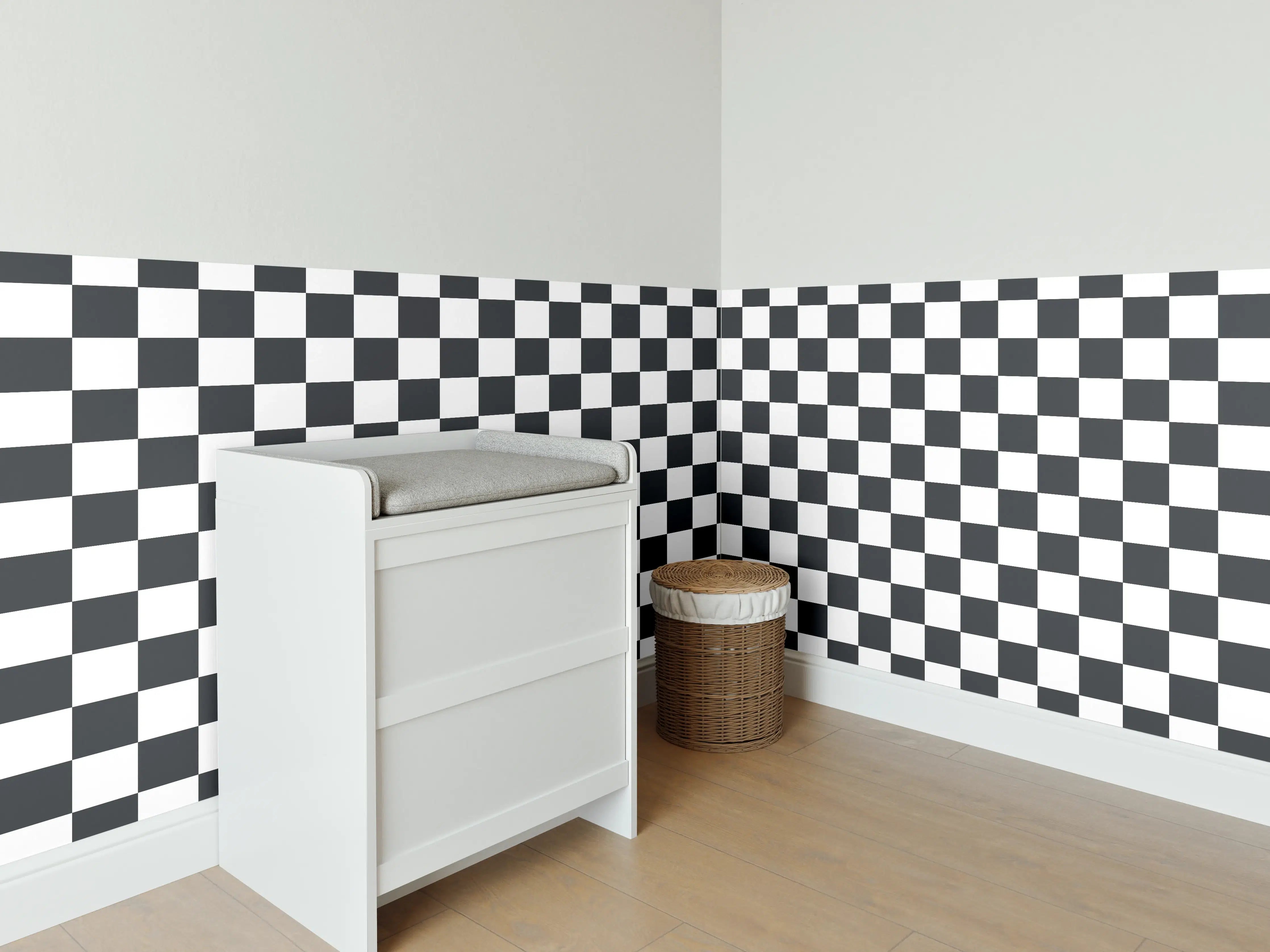 Babyzimmer Wandgestaltung - Moderne Fliesen in Schwarz-Weiß-Design