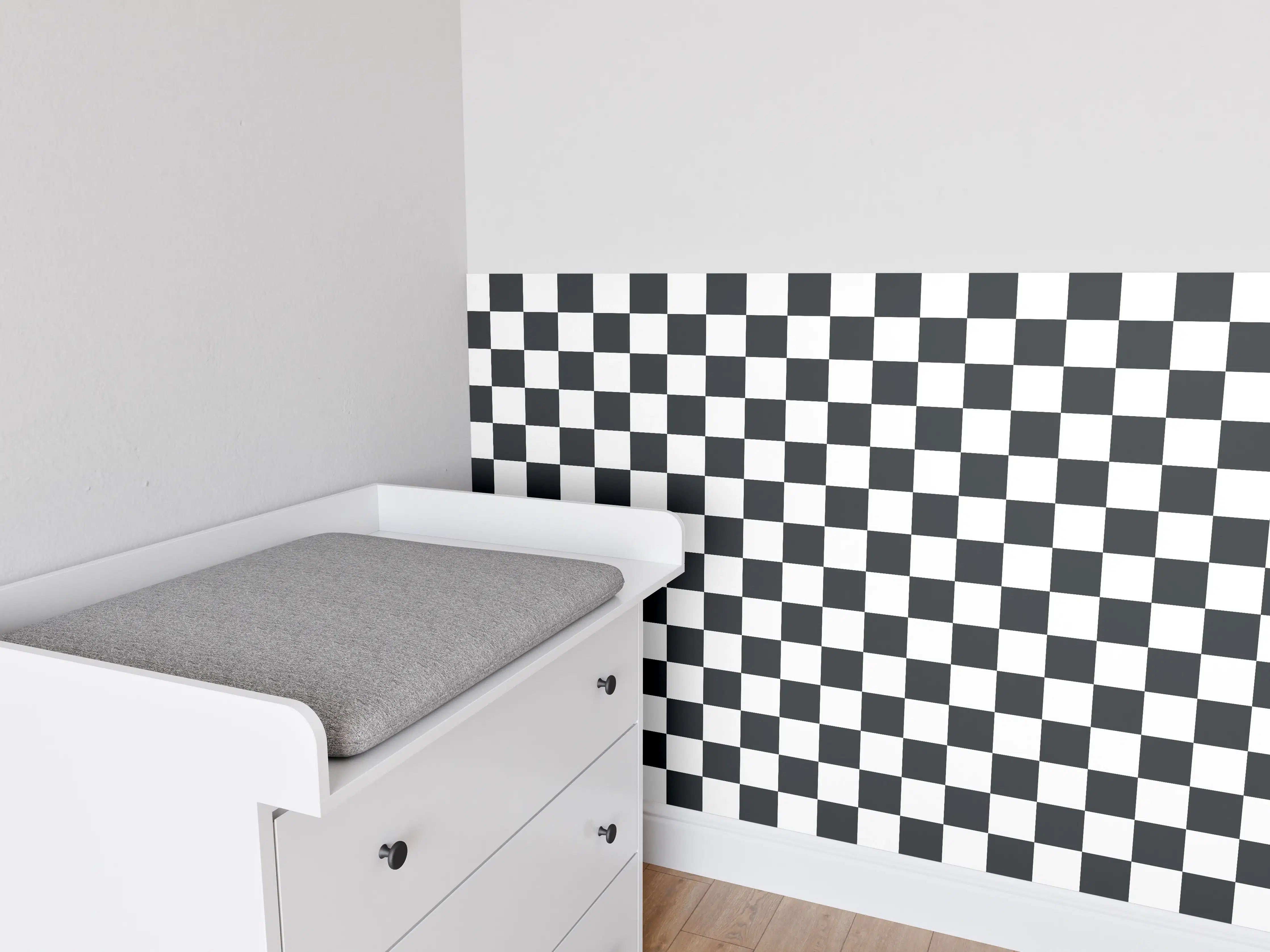 Babyzimmer Wandgestaltung - Moderne Fliesen in Schwarz-Weiß-Design