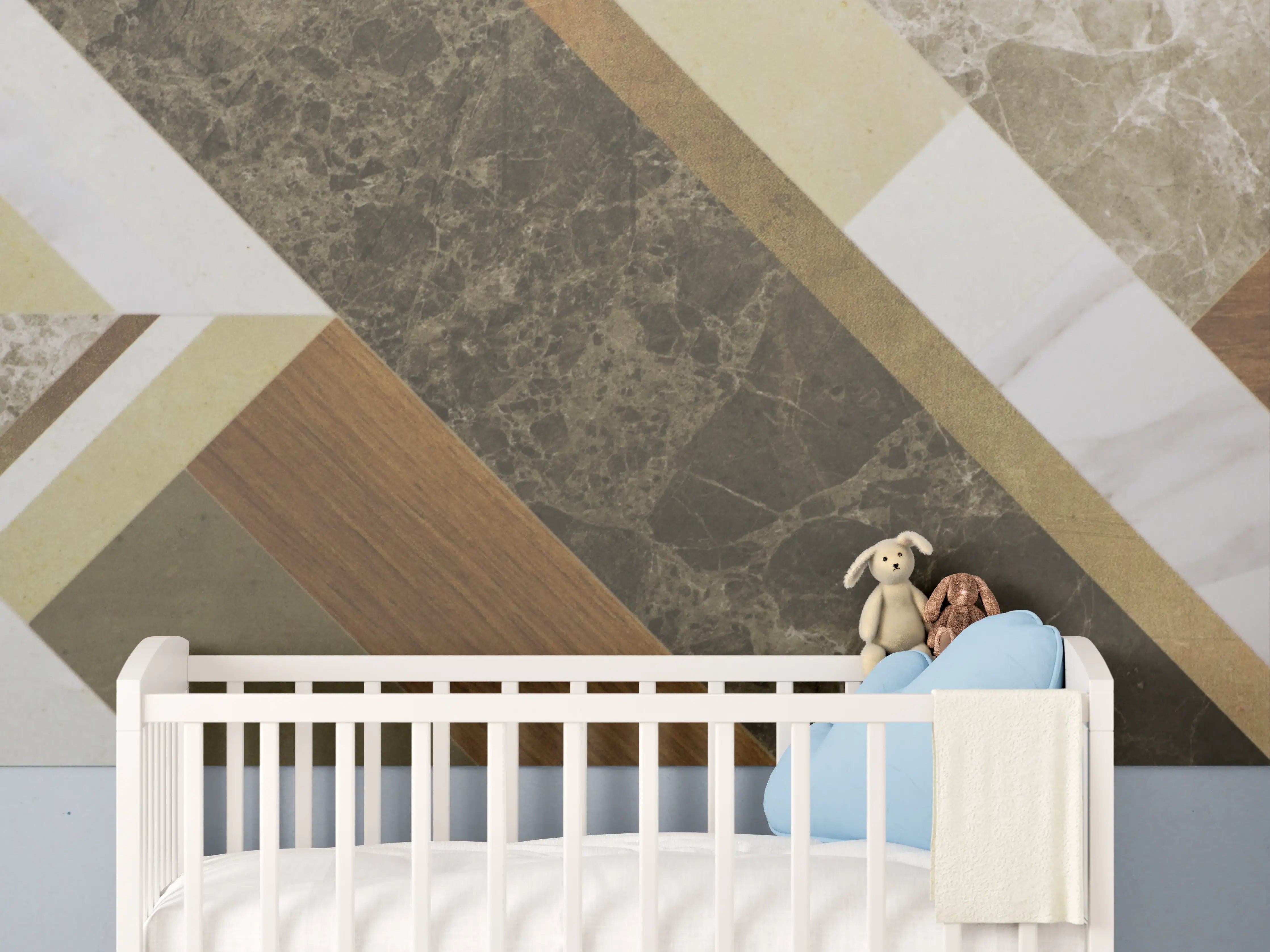 Babyzimmer Wandgestaltung - Moderne Geometrie mit natürlichen Erdtönen