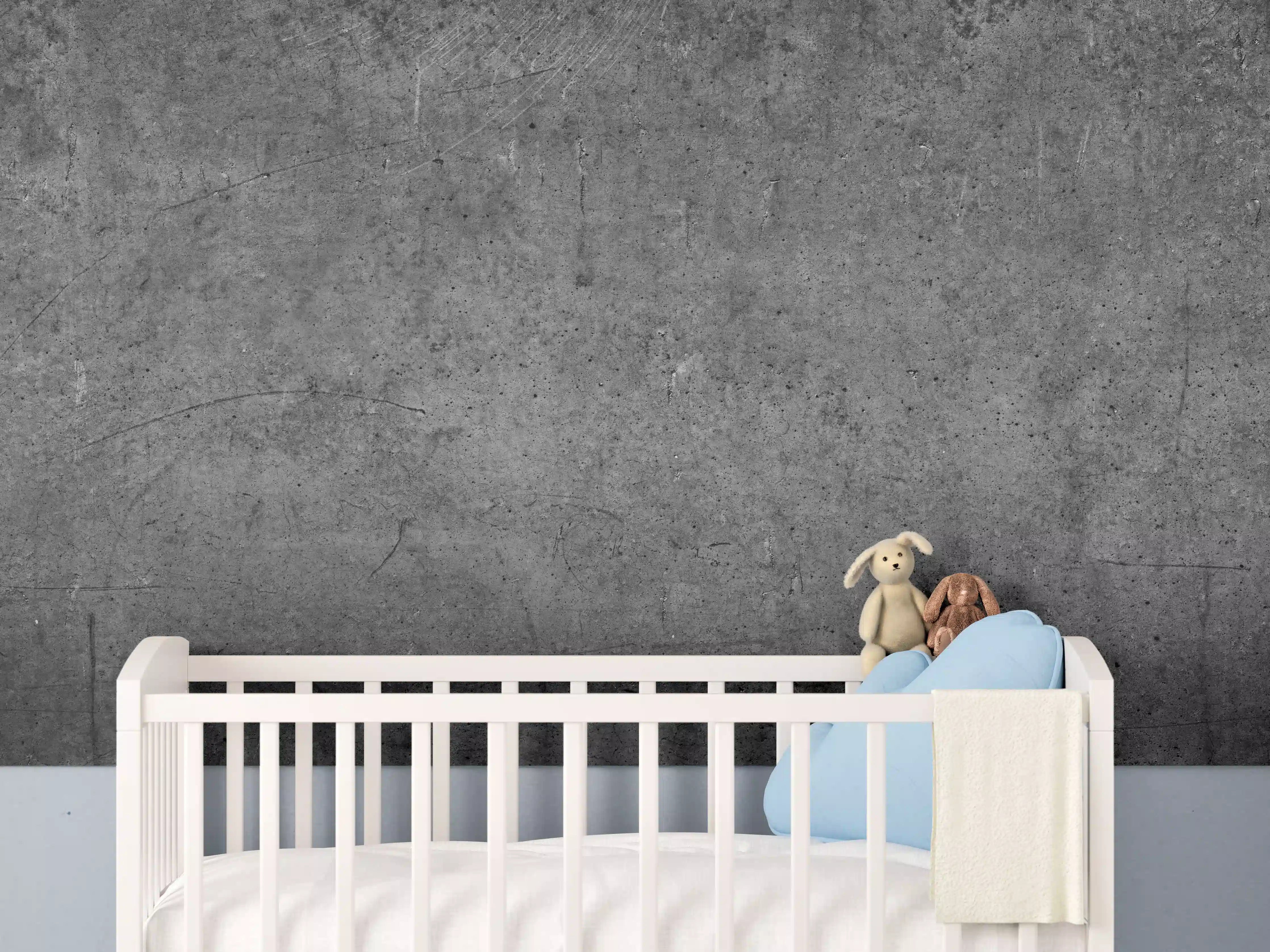 Babyzimmer Wandgestaltung - Moderne Grau-Schwarze Betonoptik