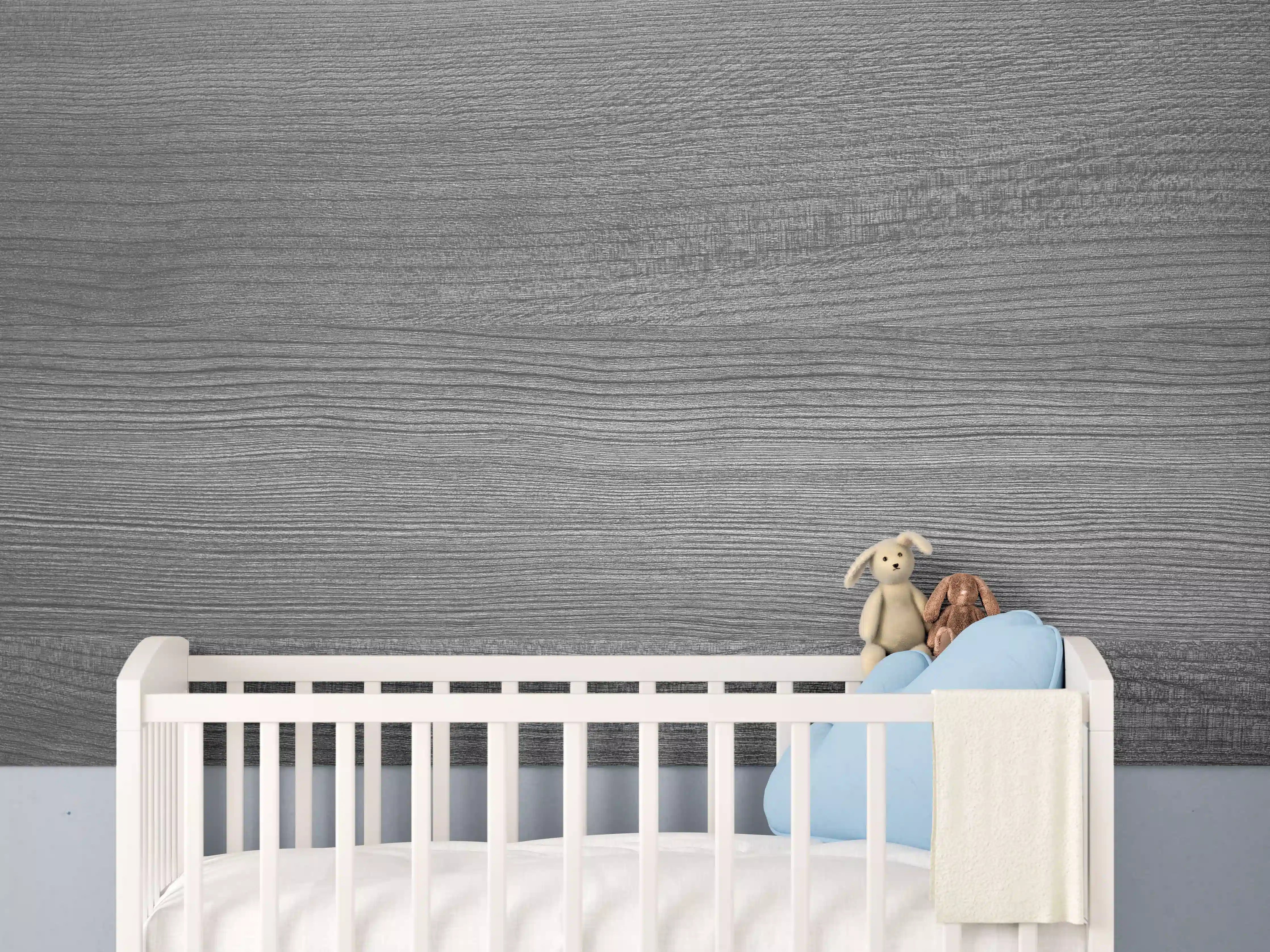 Babyzimmer Wandgestaltung - Moderne Graue Holztextur