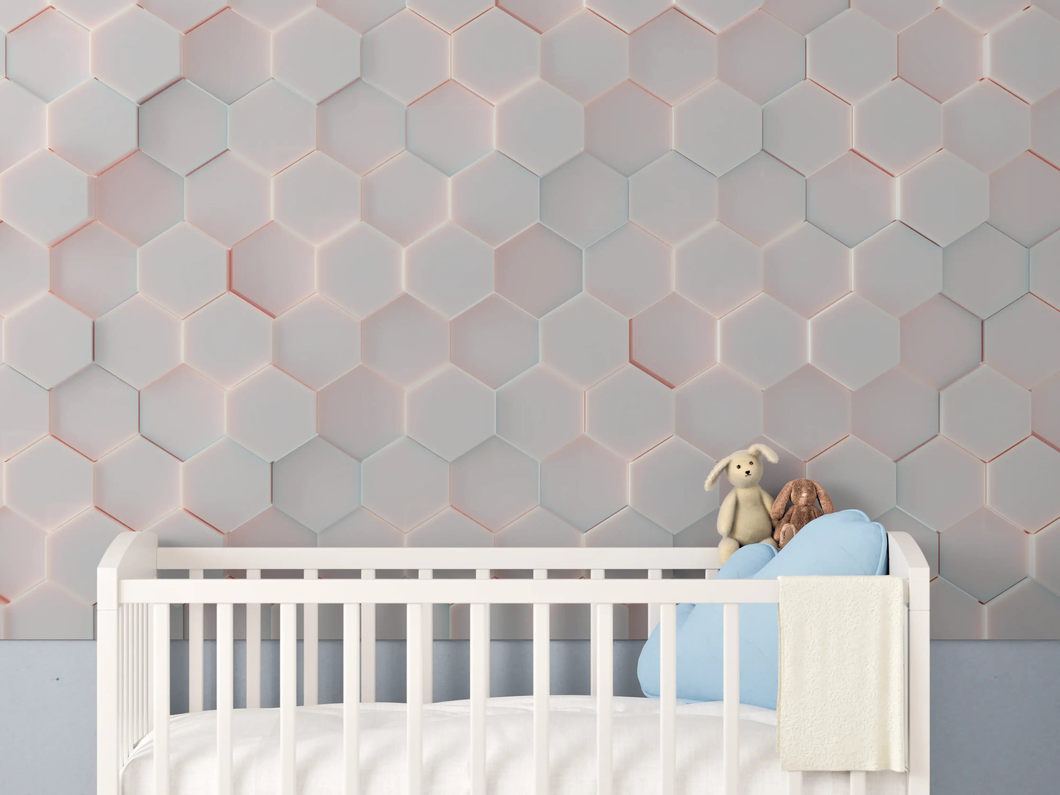 Babyzimmer Wandgestaltung - Moderne Hexagon Wandgestaltung