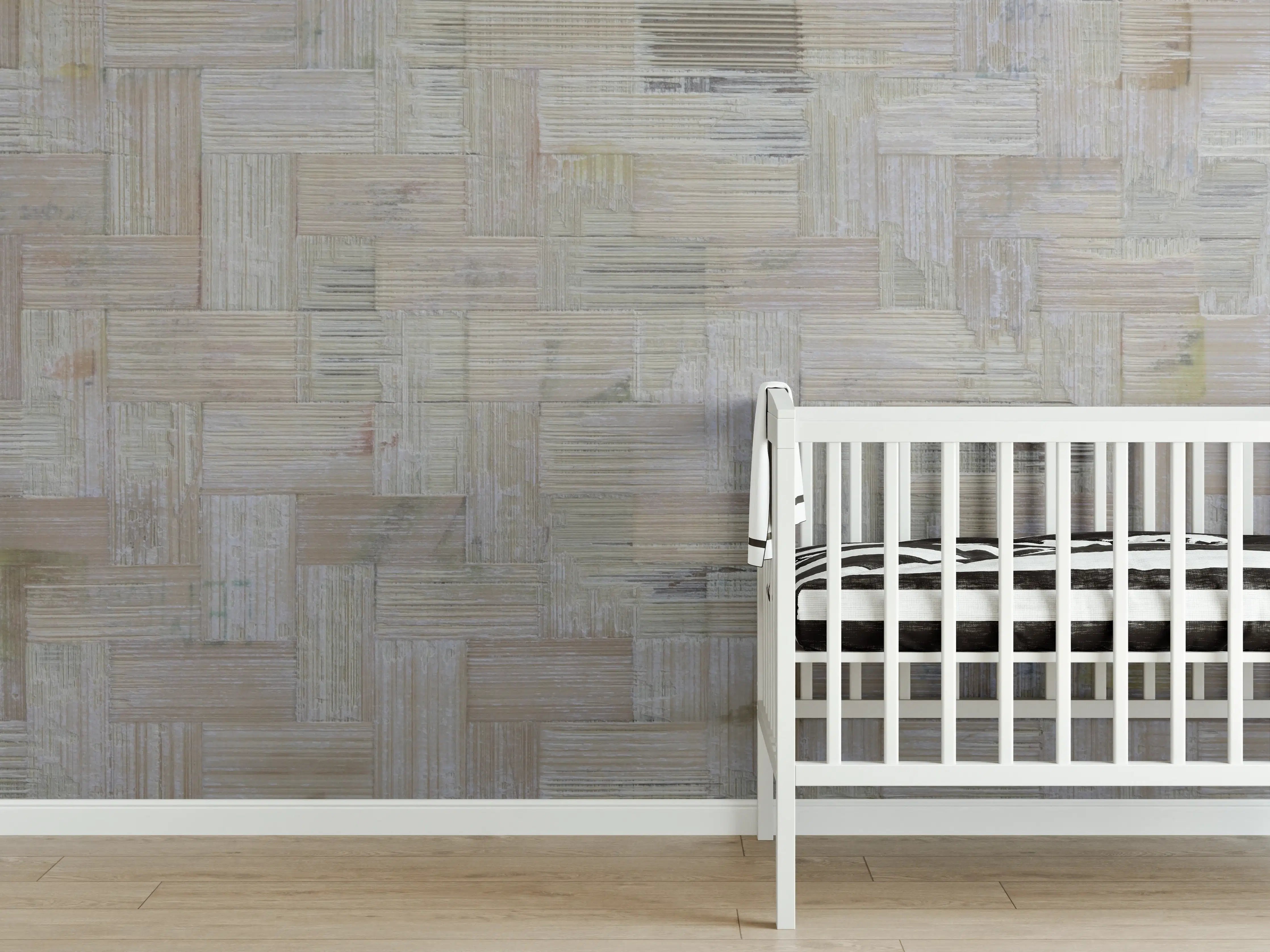 Babyzimmer Wandgestaltung - Moderne Holzpaneel-Optik mit natürlichem Charme