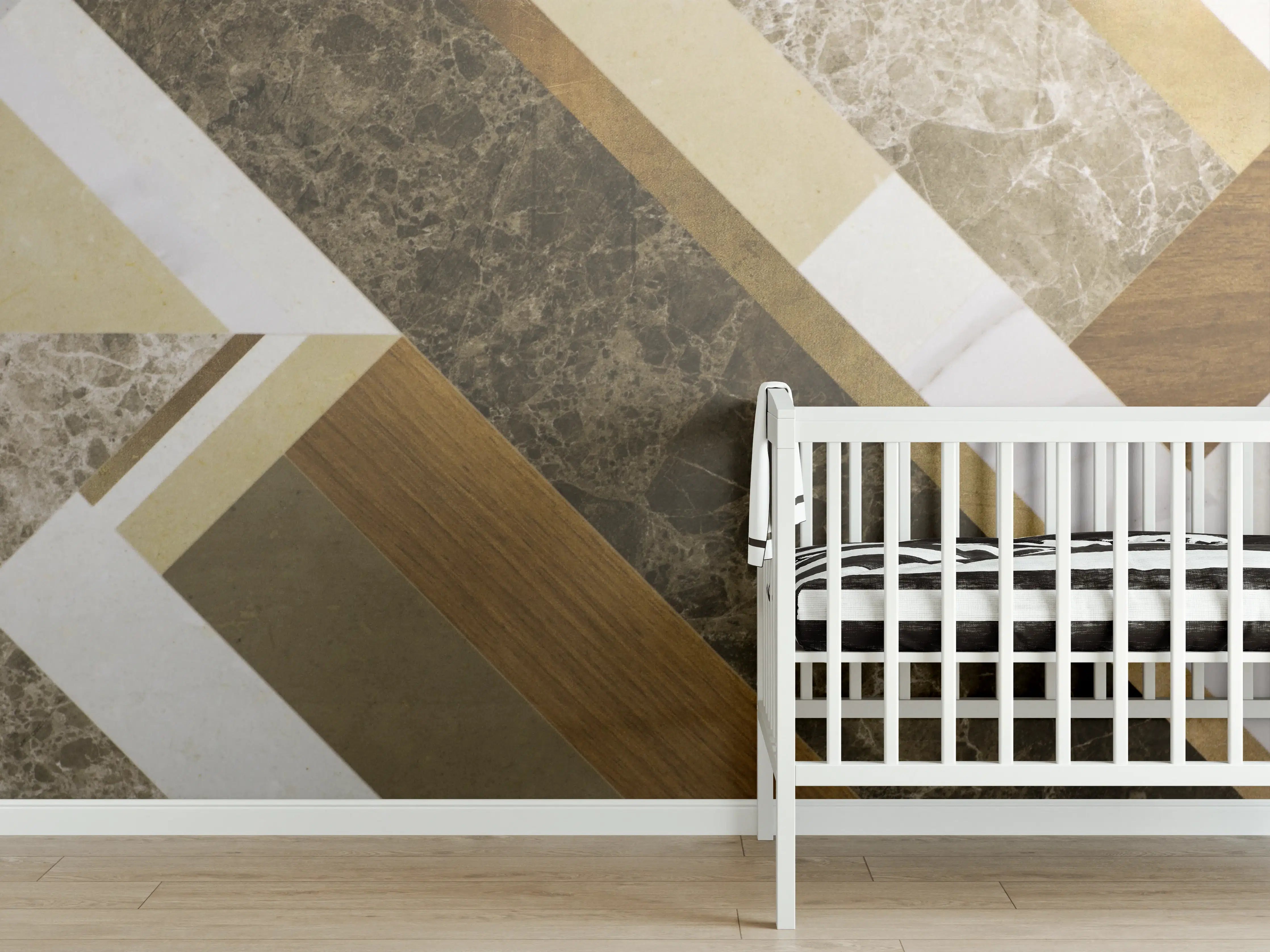 Babyzimmer Wandgestaltung - Moderne Marmorfliesen im Naturstein-Look