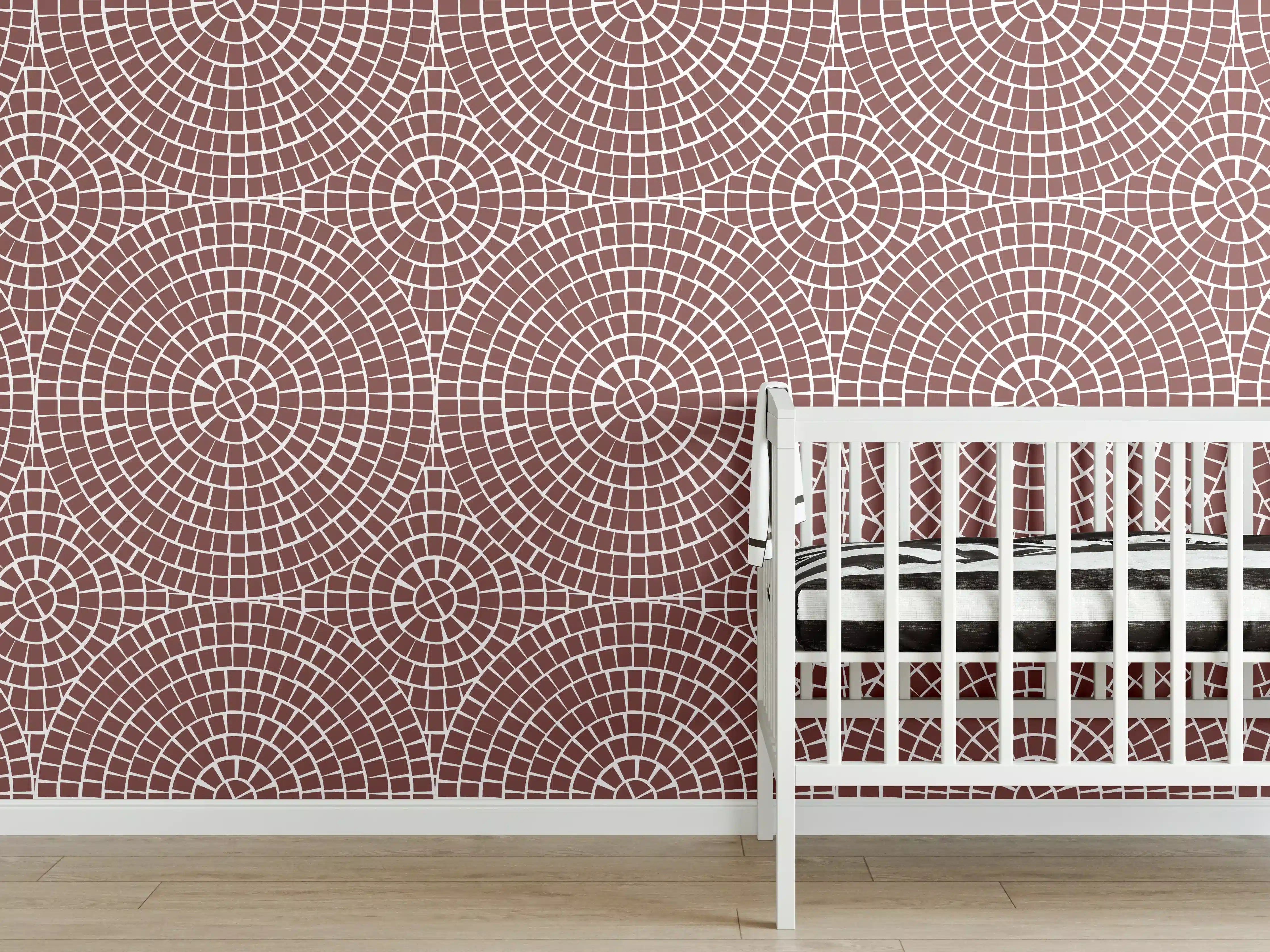 Babyzimmer Wandgestaltung - Moderne Mosaik-Muster in Braun