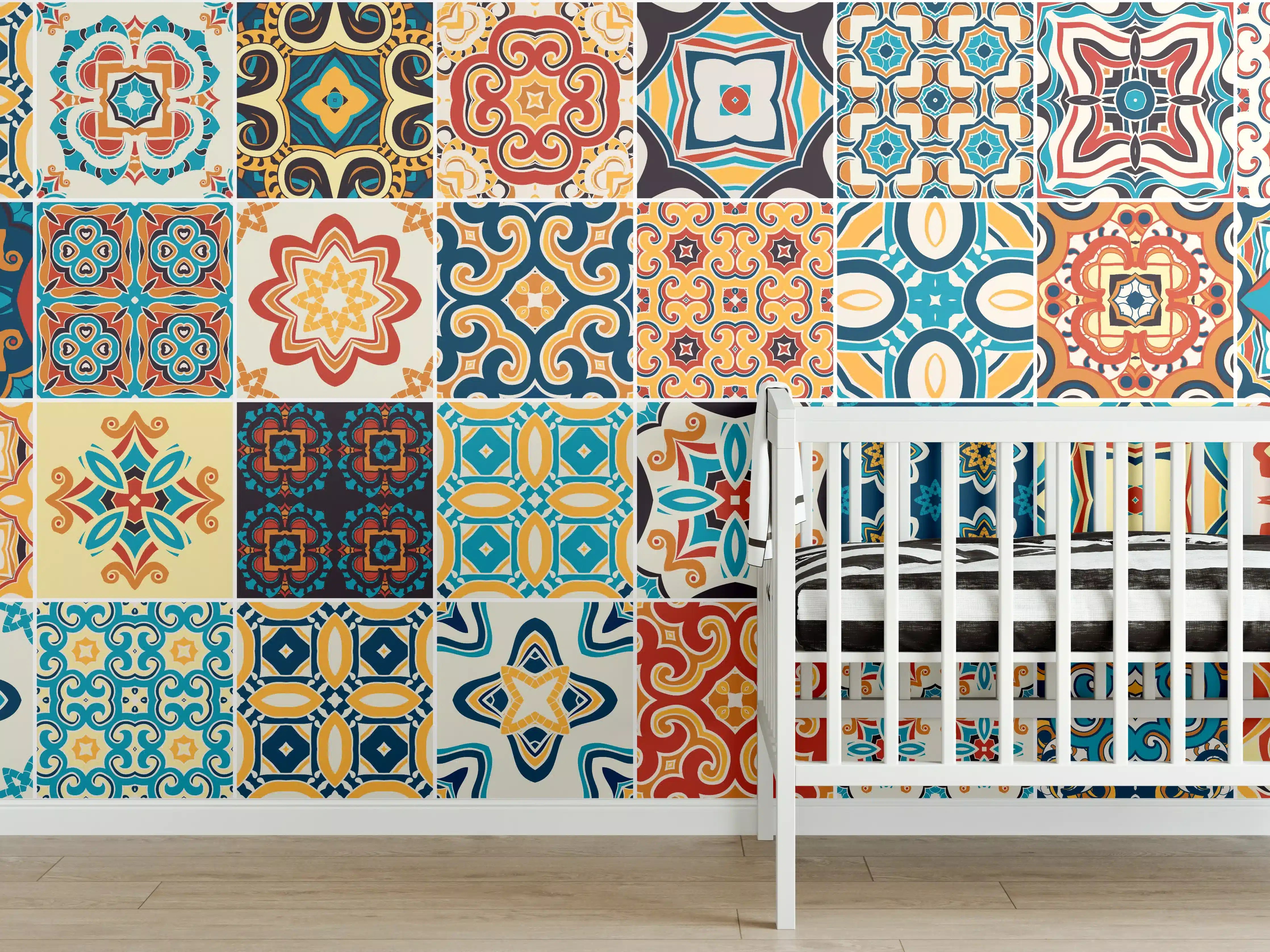 Babyzimmer Wandgestaltung - Moderne Mosaikmuster