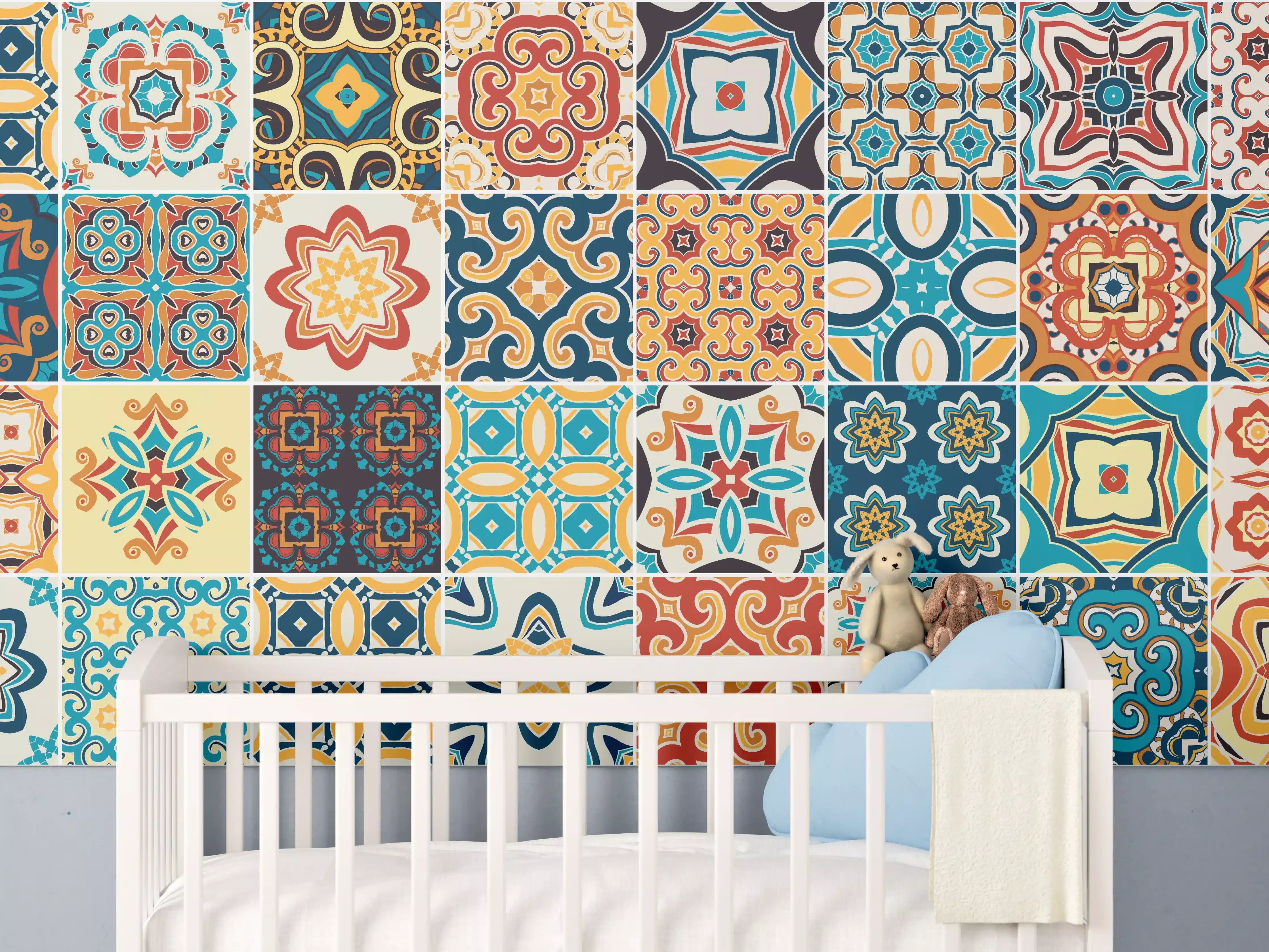 Babyzimmer Wandgestaltung - Moderne Mosaikmuster