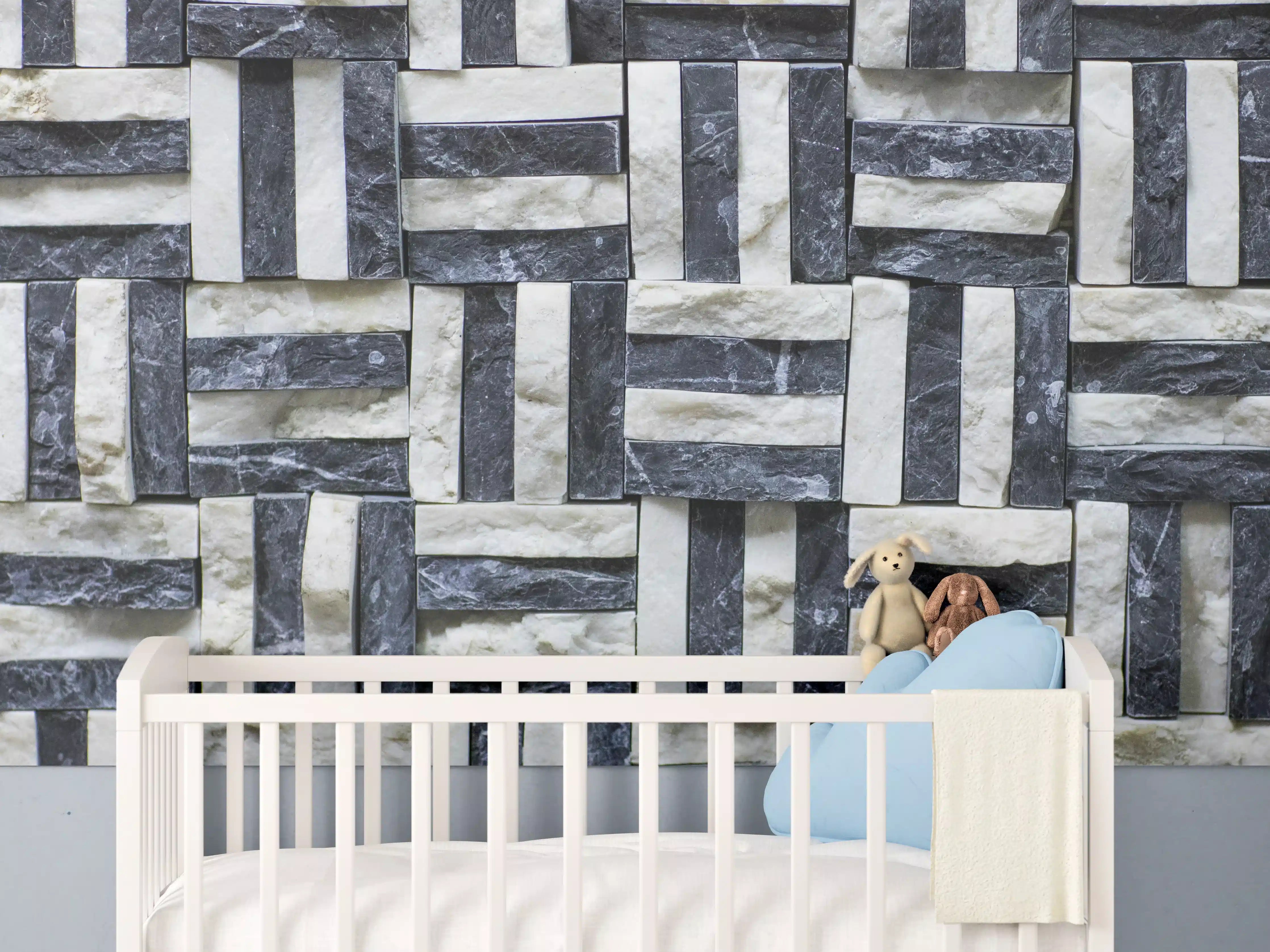 Babyzimmer Wandgestaltung - Moderne Wandverkleidung in Schieferoptik