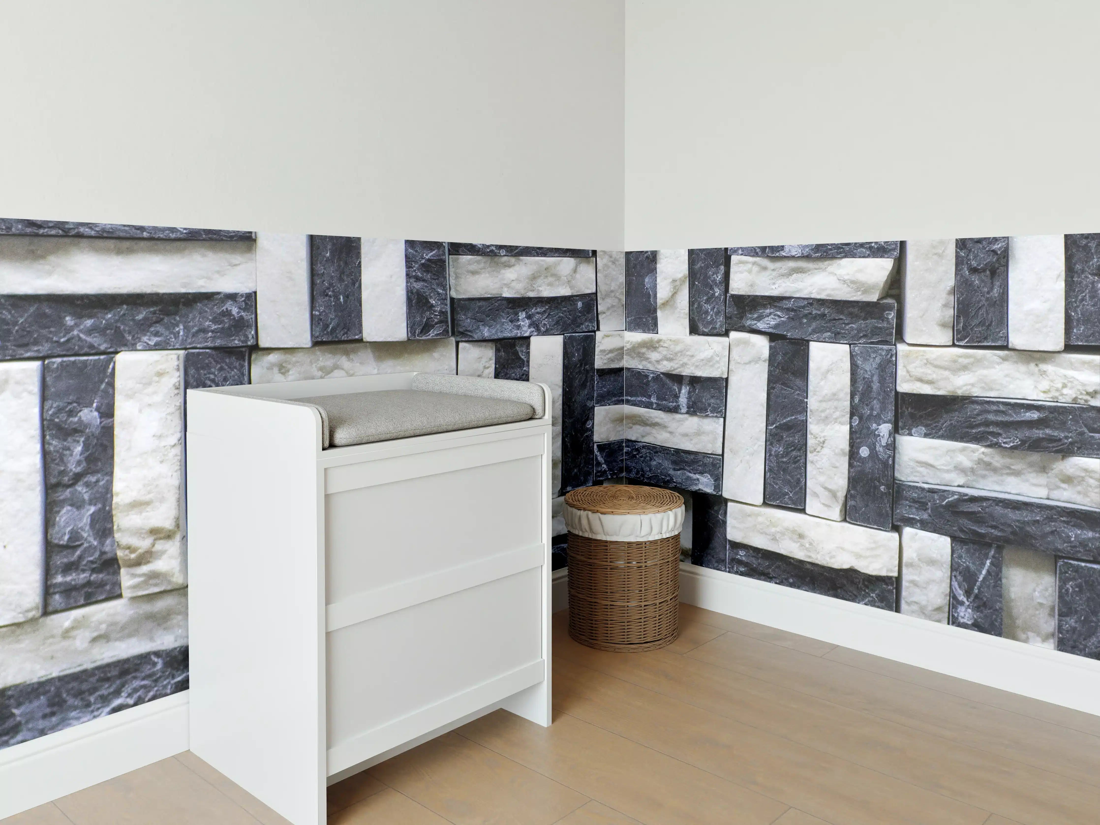 Babyzimmer Wandgestaltung - Moderne Wandverkleidung in Schieferoptik