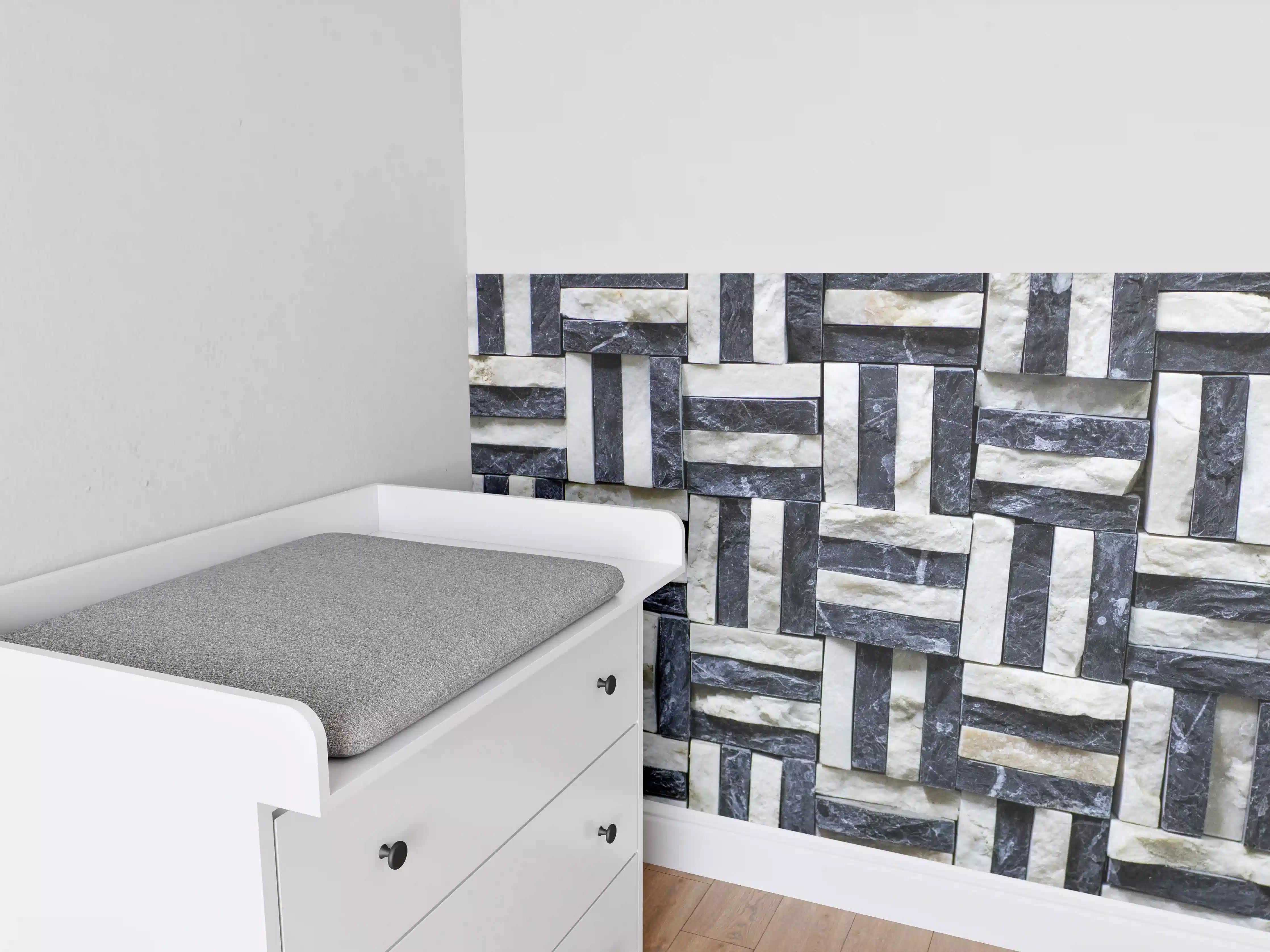 Babyzimmer Wandgestaltung - Moderne Wandverkleidung in Schieferoptik