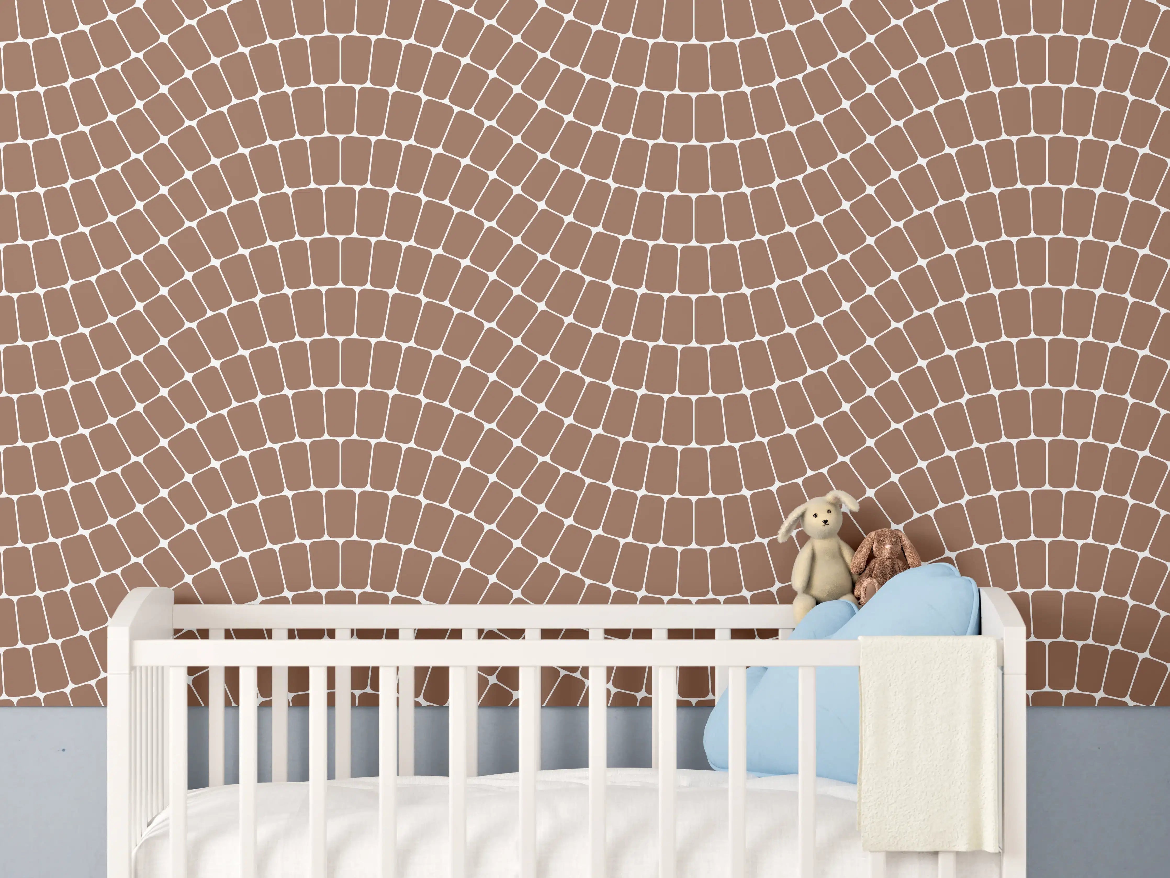 Babyzimmer Wandgestaltung - Moderne Wellenmuster in Braun