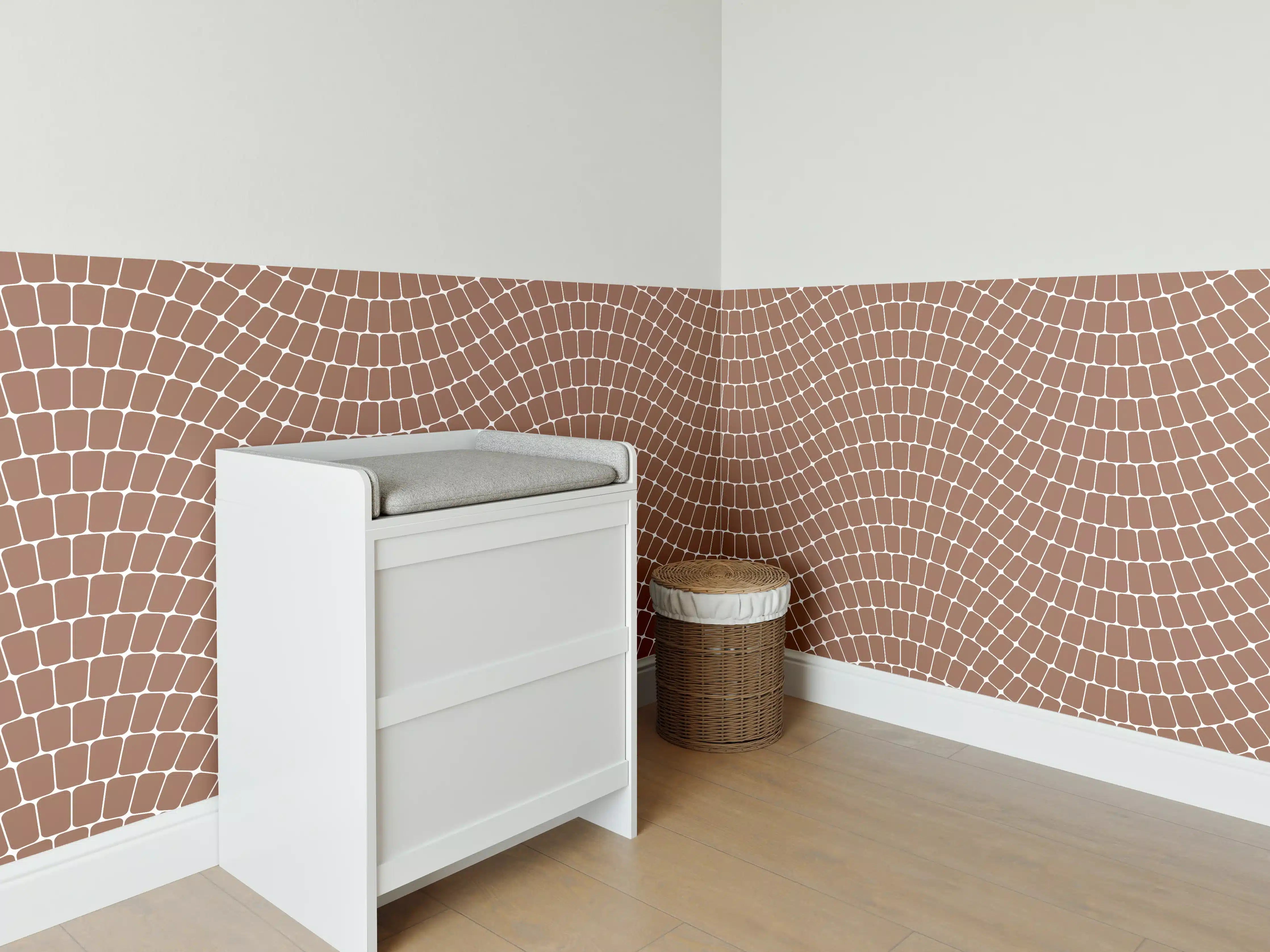 Babyzimmer Wandgestaltung - Moderne Wellenmuster in Braun