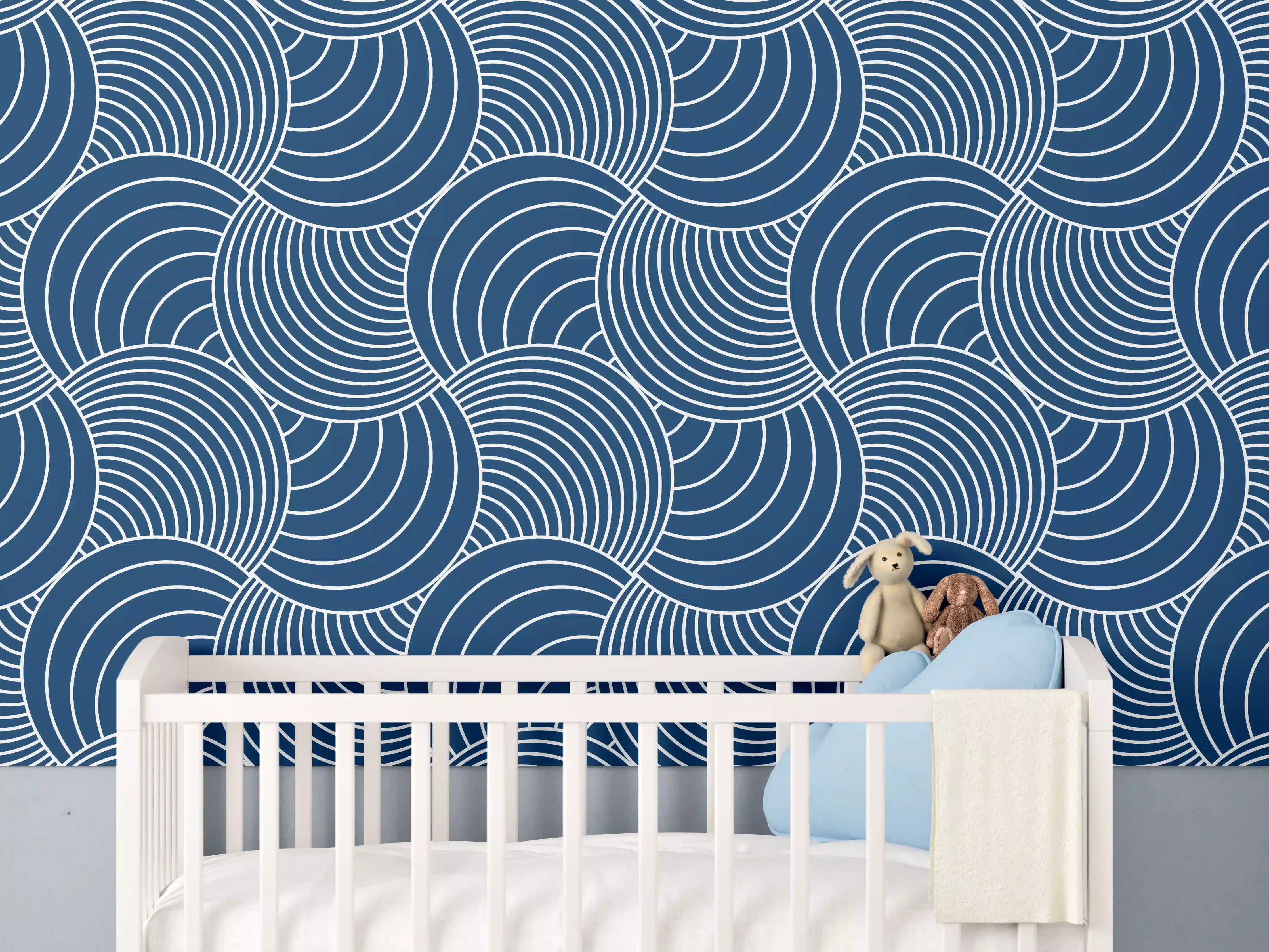Babyzimmer Wandgestaltung - Moderne blaue Wellen
