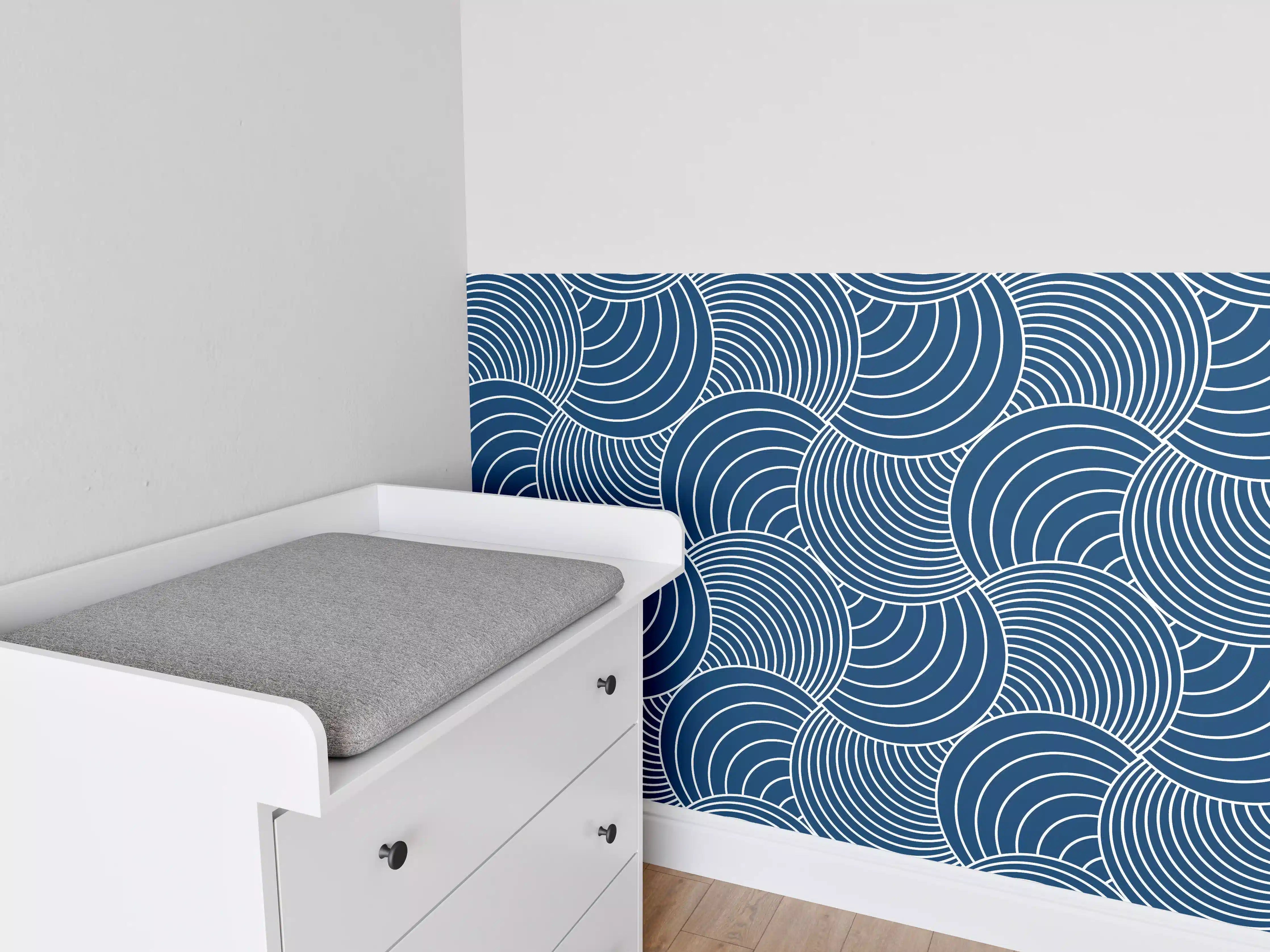 Babyzimmer Wandgestaltung - Moderne blaue Wellen