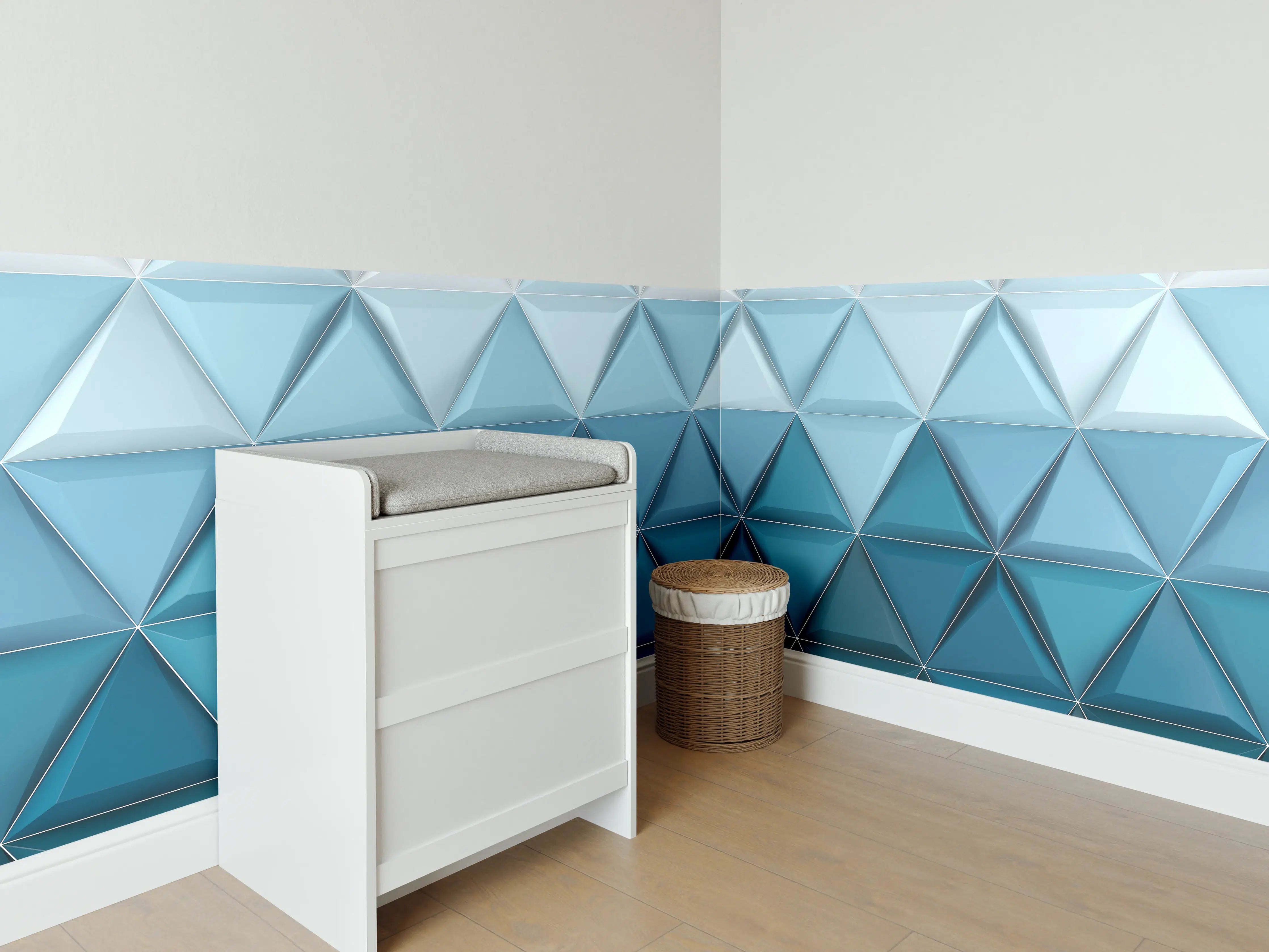 Babyzimmer Wandgestaltung - Moderne blaue geometrische Wanddekoration