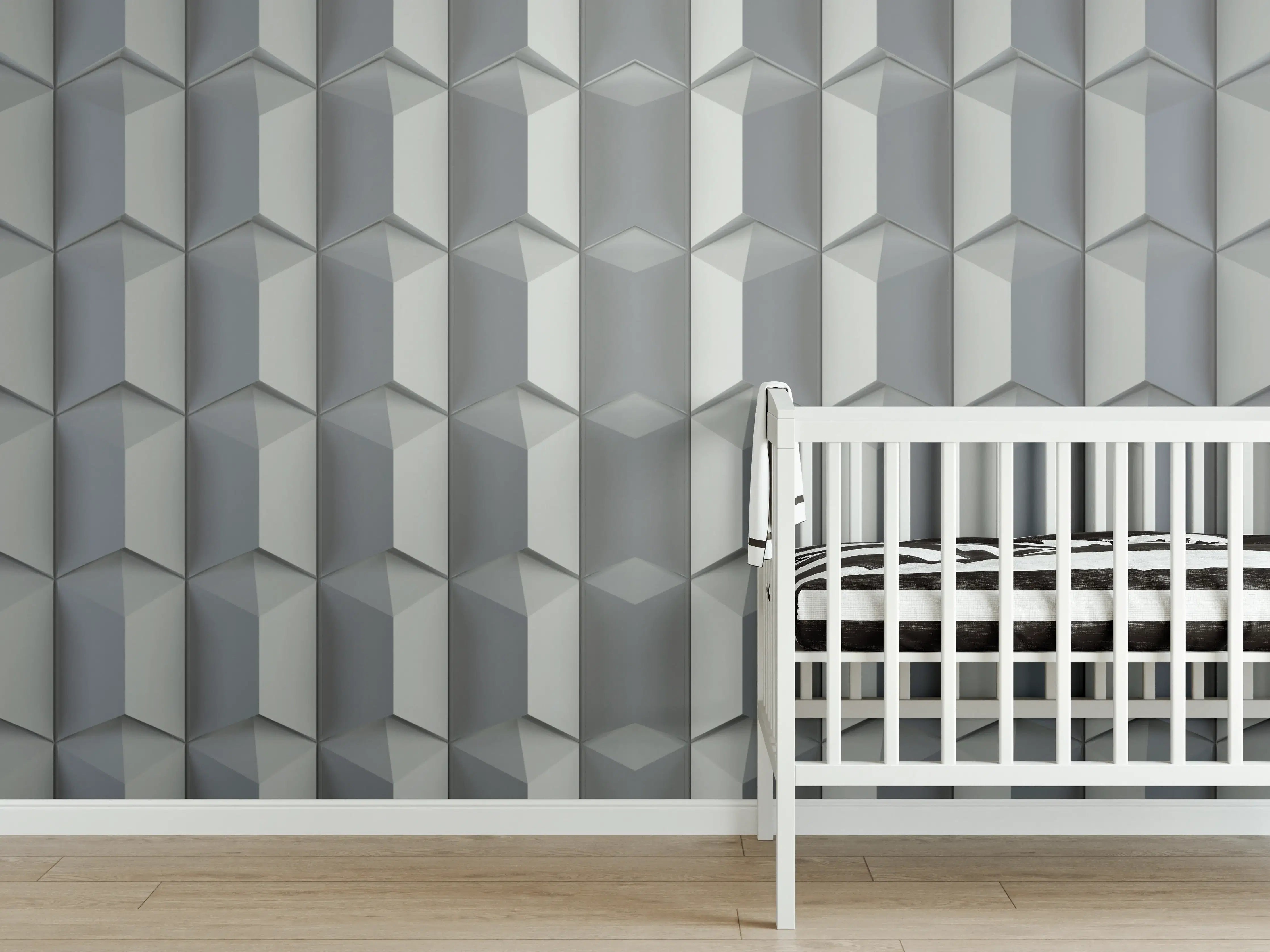Babyzimmer Wandgestaltung - Moderne dreidimensionale Wandgestaltung in Grau