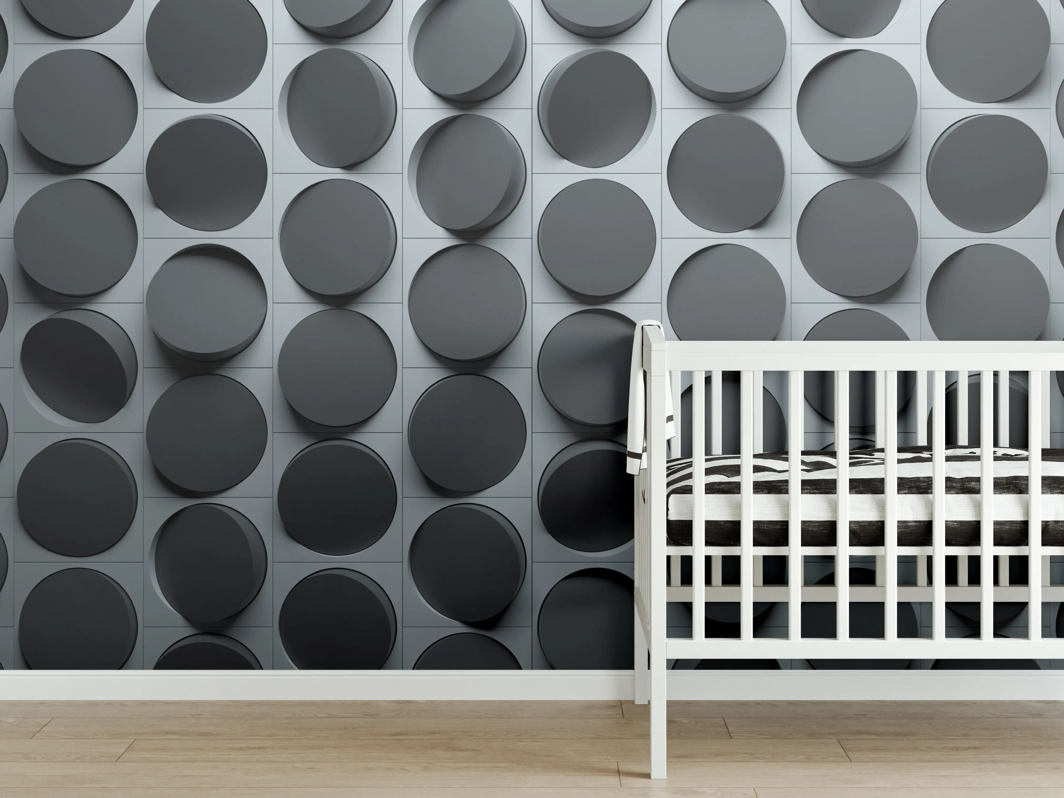 Babyzimmer Wandgestaltung - Moderne dunkle Ziegelwand mit strukturiertem Muster