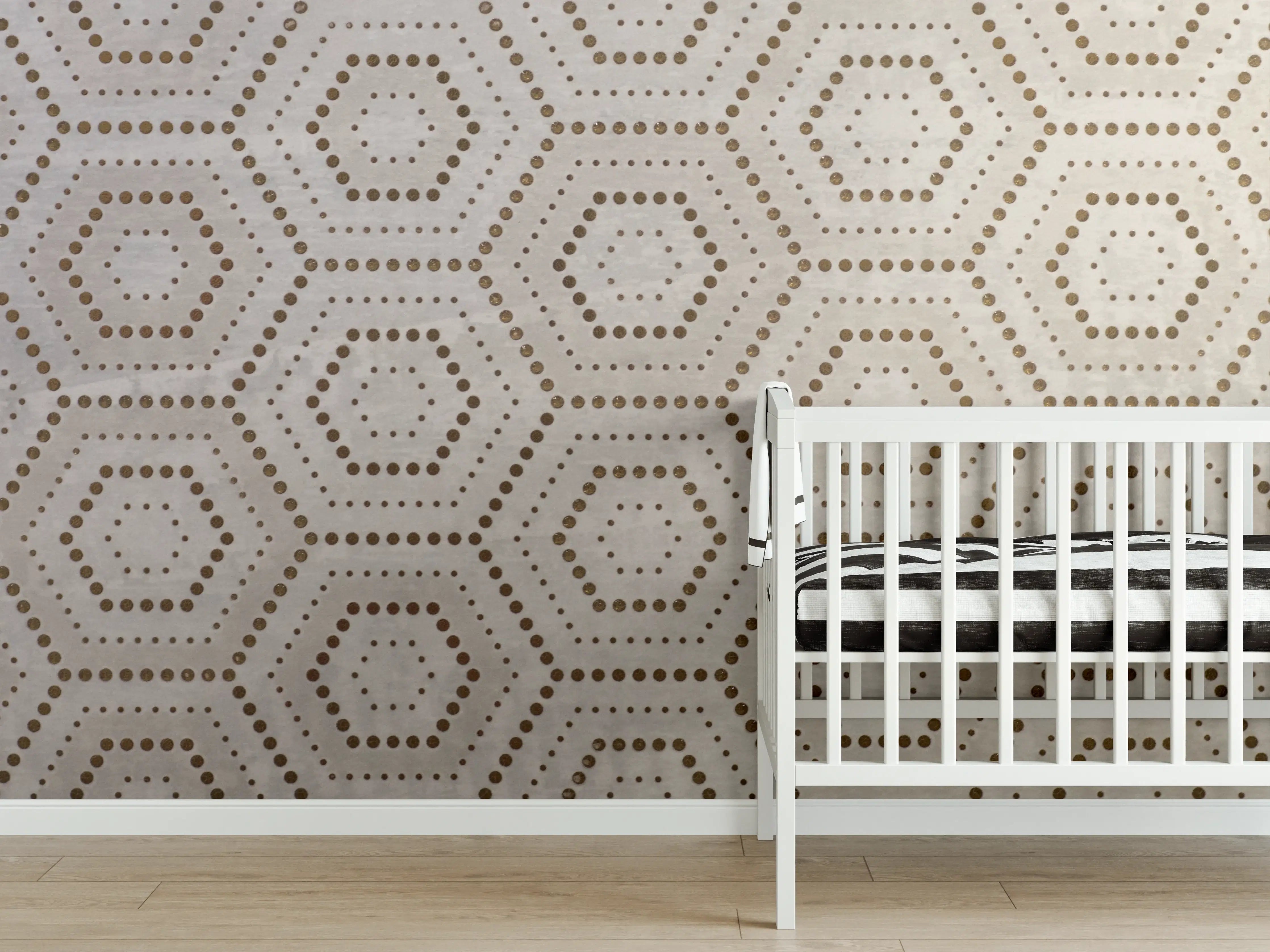 Babyzimmer Wandgestaltung - Moderne geometrische Muster in Beige und Grau