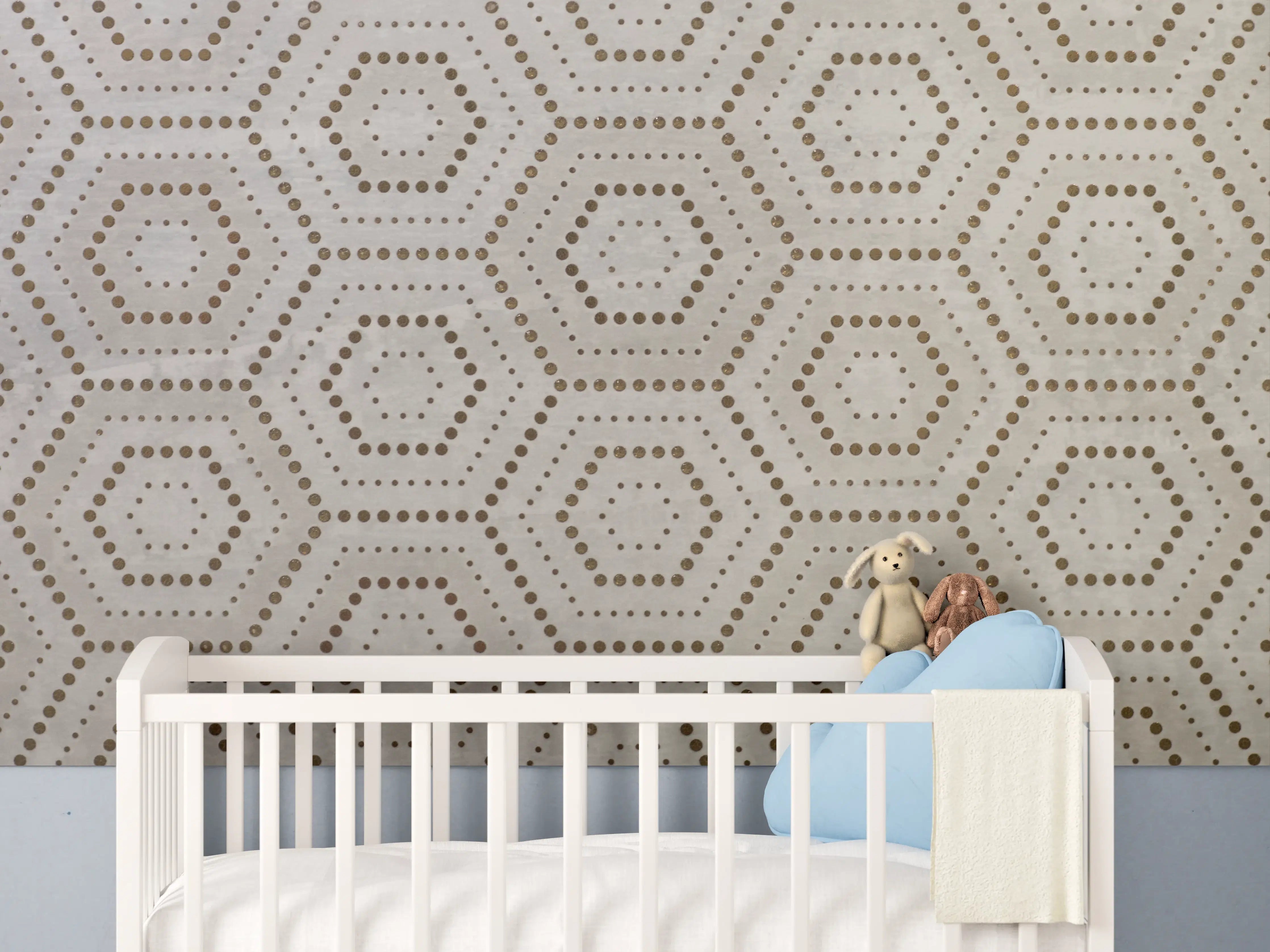 Babyzimmer Wandgestaltung - Moderne geometrische Muster in Beige und Grau
