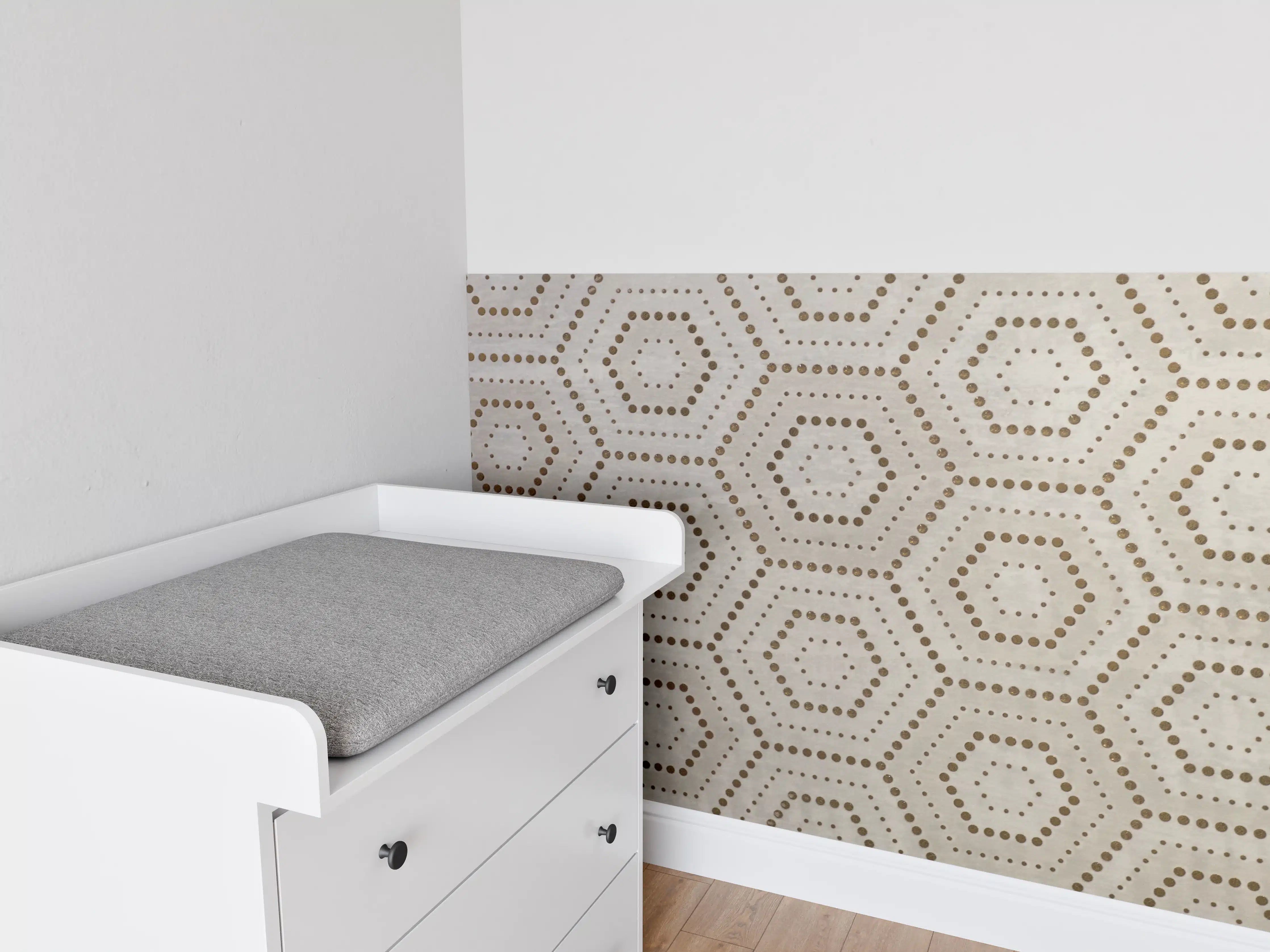 Babyzimmer Wandgestaltung - Moderne geometrische Muster in Beige und Grau