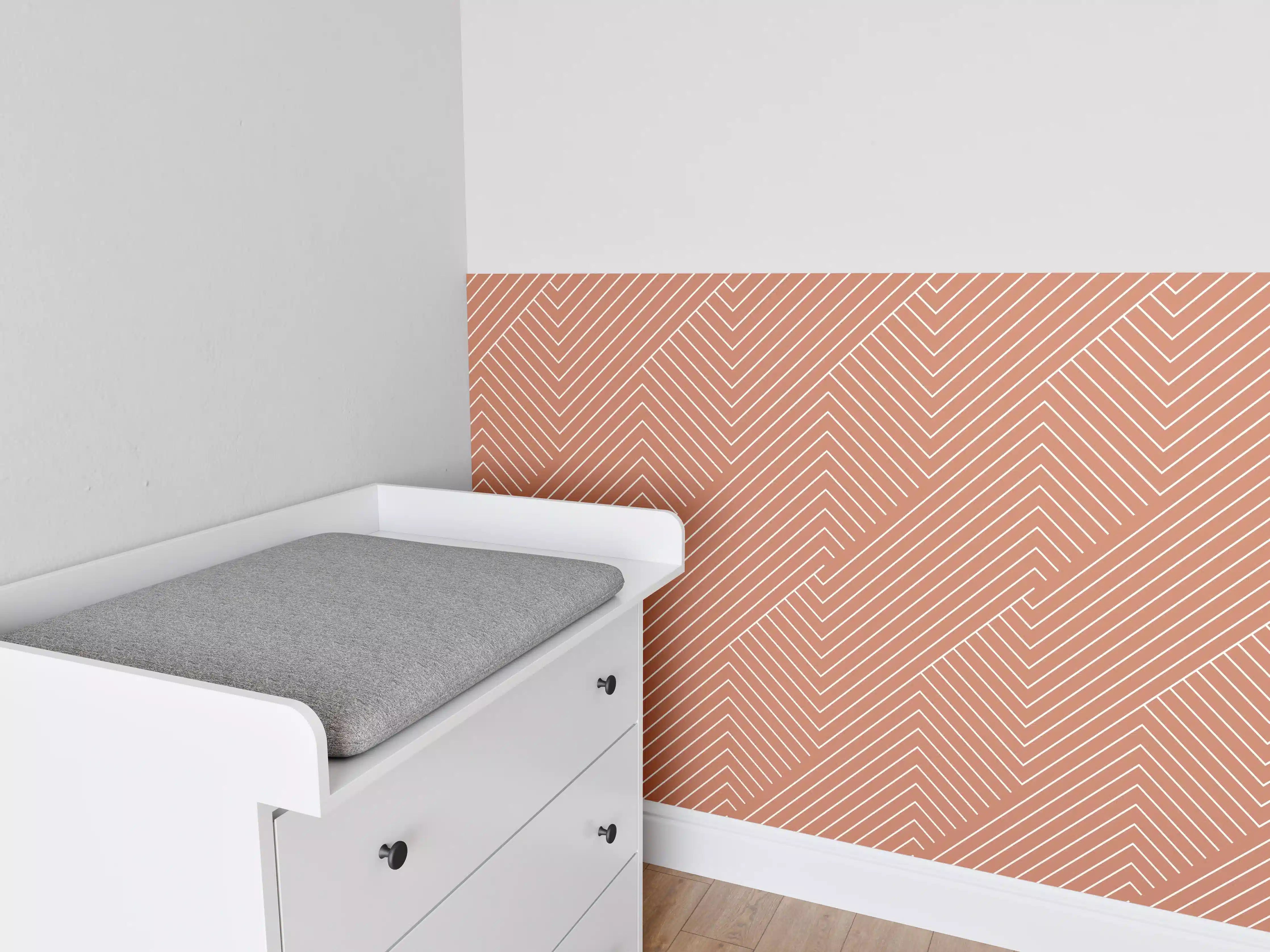 Babyzimmer Wandgestaltung - Moderne geometrische Muster in Terrakotta