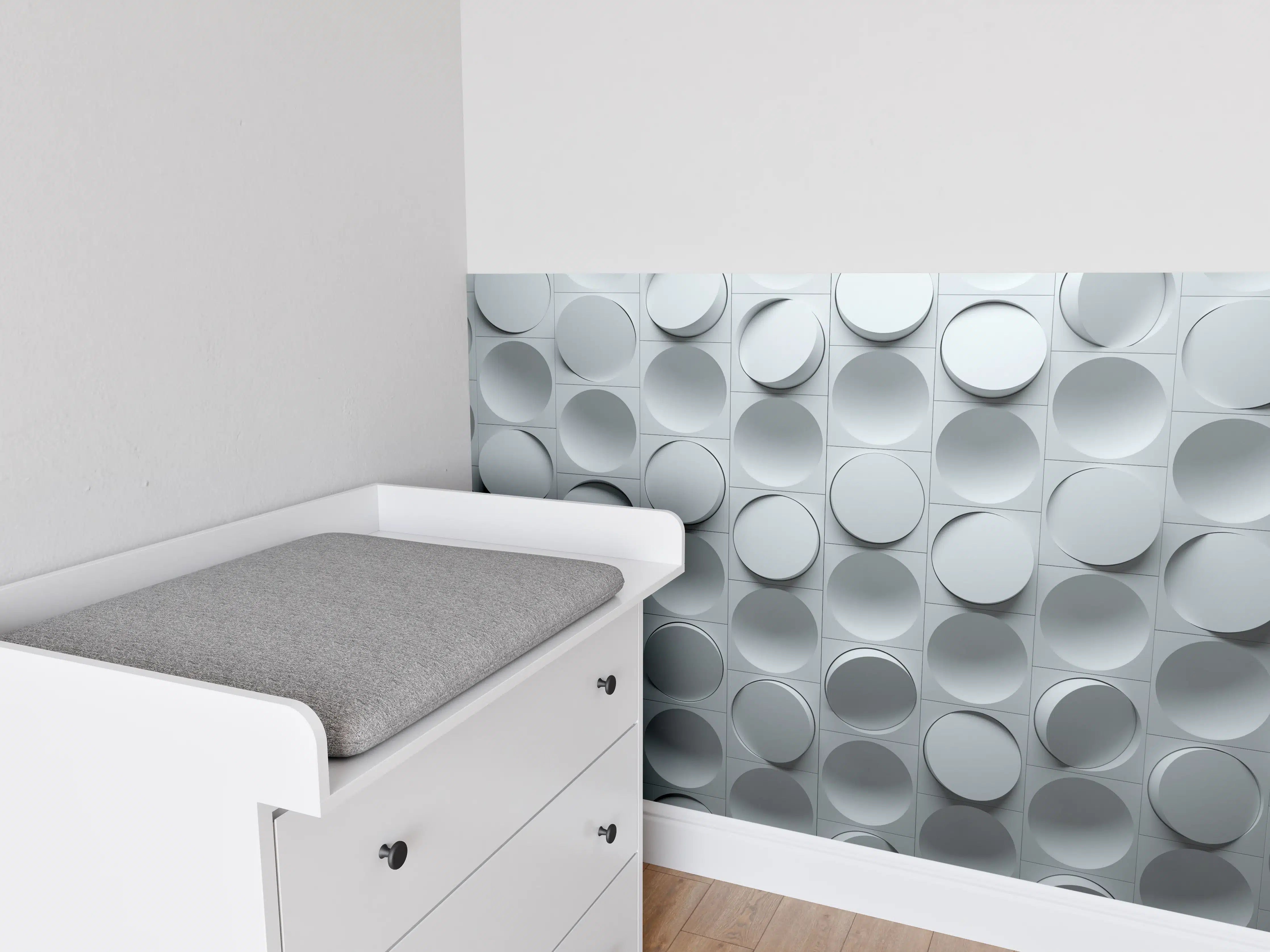 Babyzimmer Wandgestaltung - Moderne graue Zylinder-Wandgestaltung