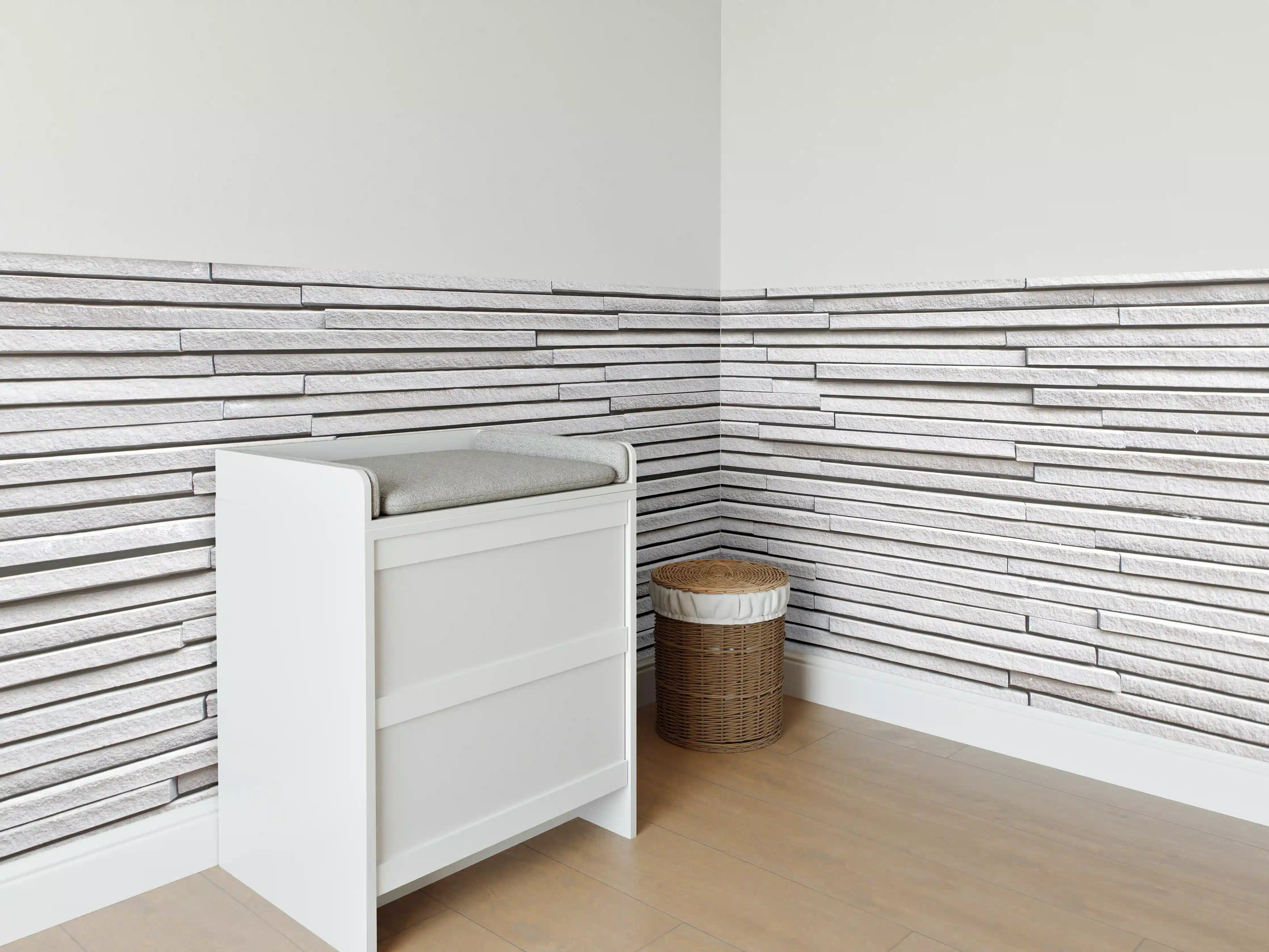 Babyzimmer Wandgestaltung - Moderne helle Steinwand