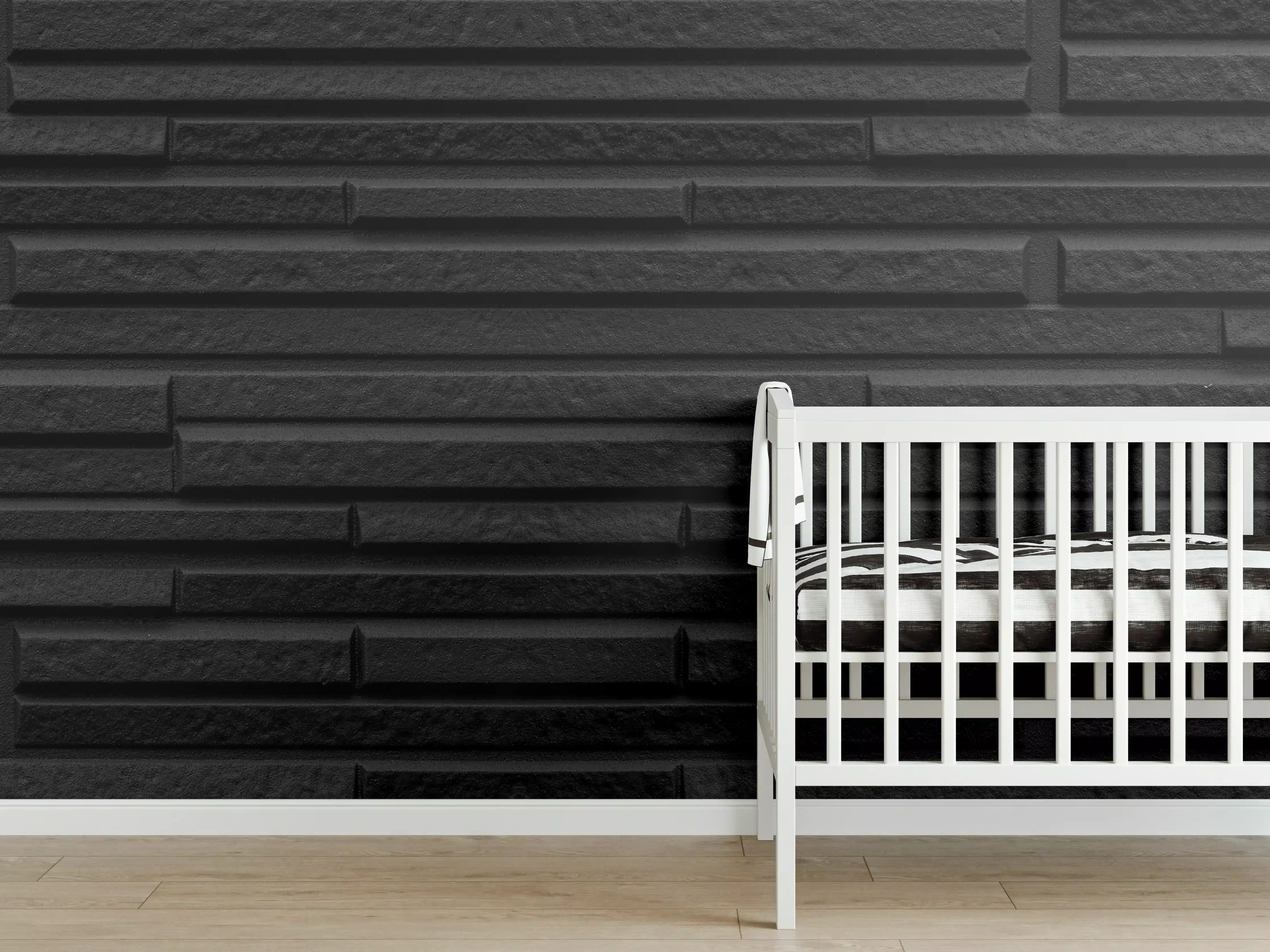 Babyzimmer Wandgestaltung - Moderne schwarze Steindwand