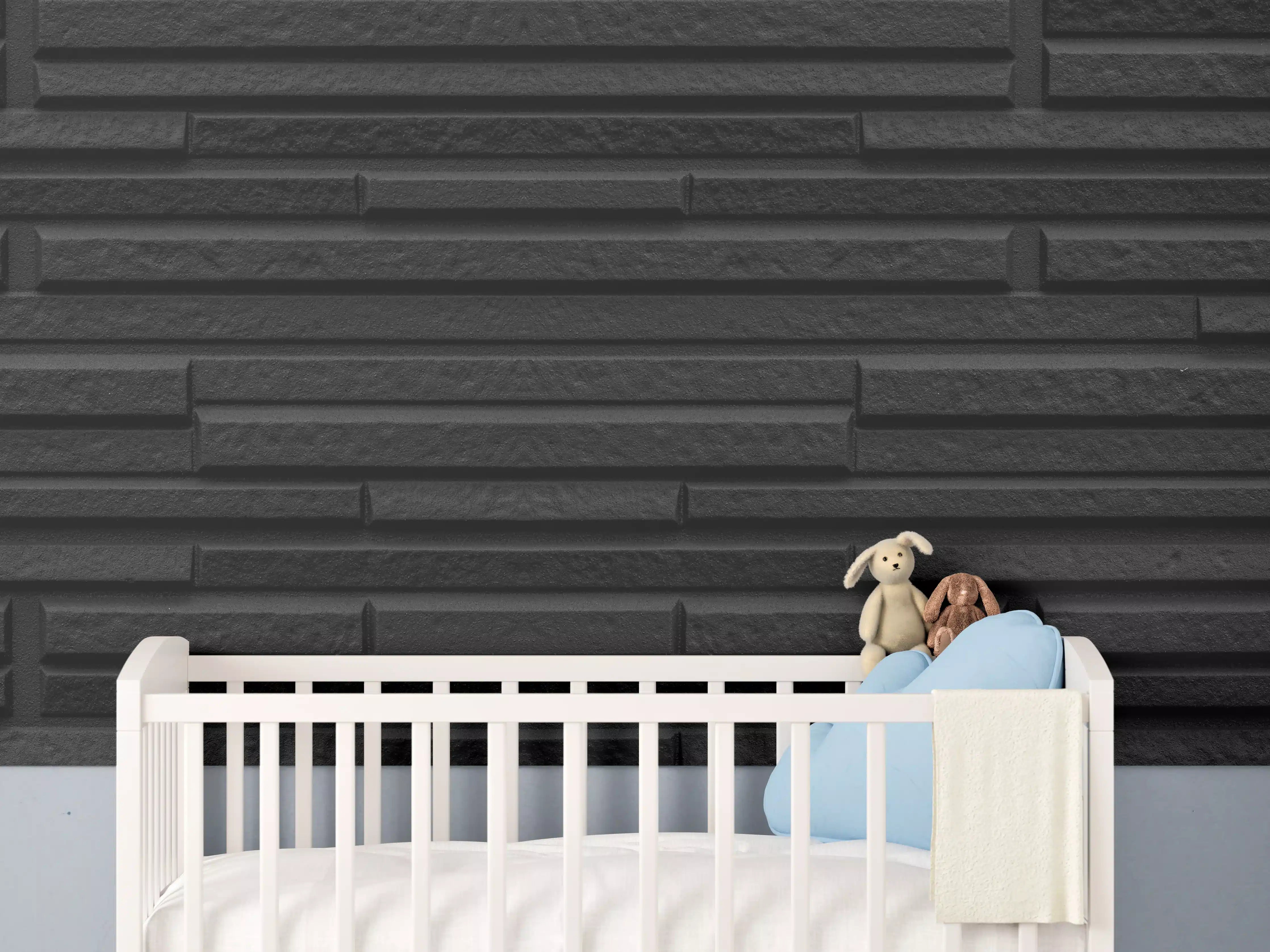 Babyzimmer Wandgestaltung - Moderne schwarze Steindwand