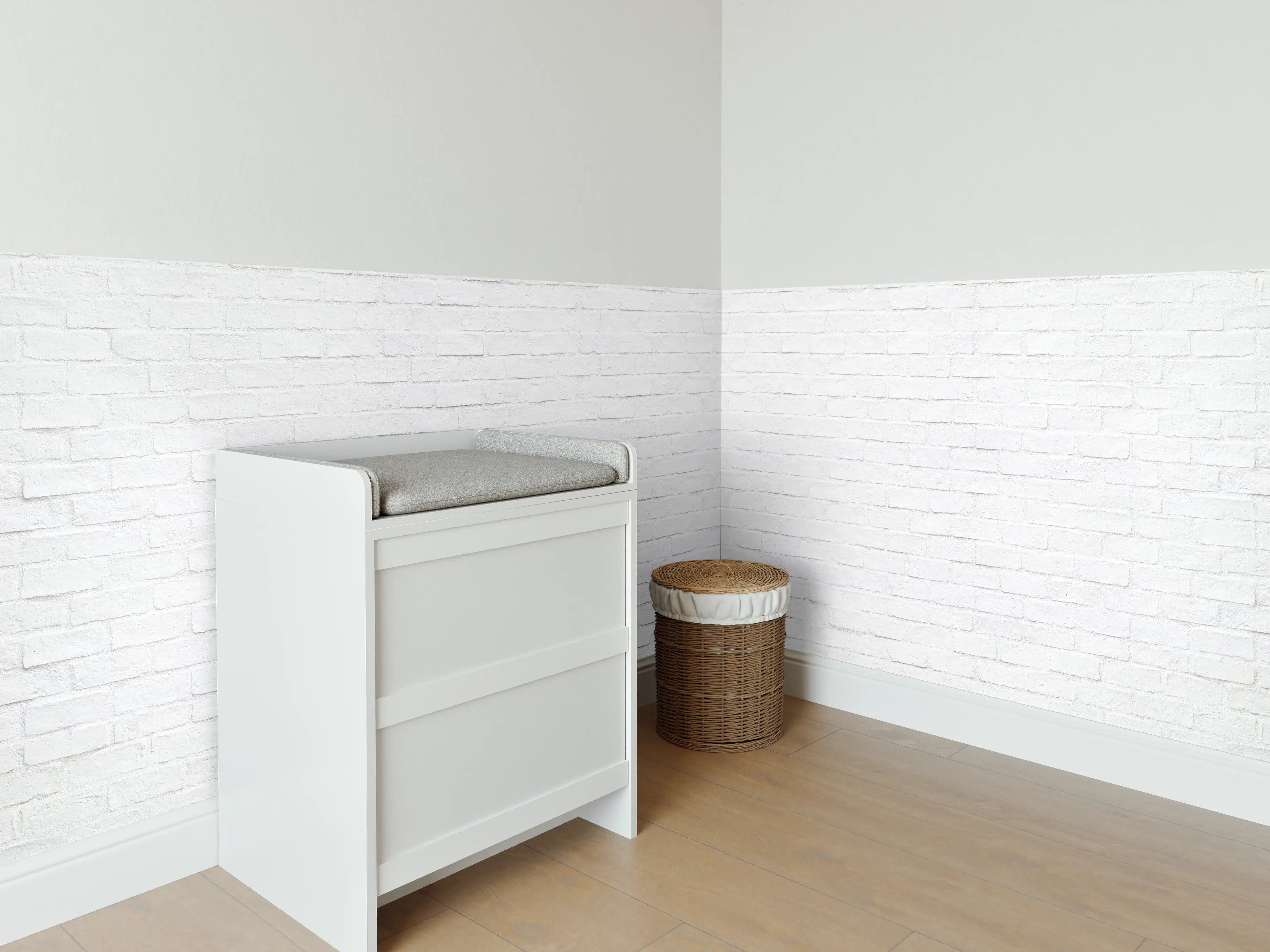 Babyzimmer Wandgestaltung - Moderne weiße Backsteinmauer 1