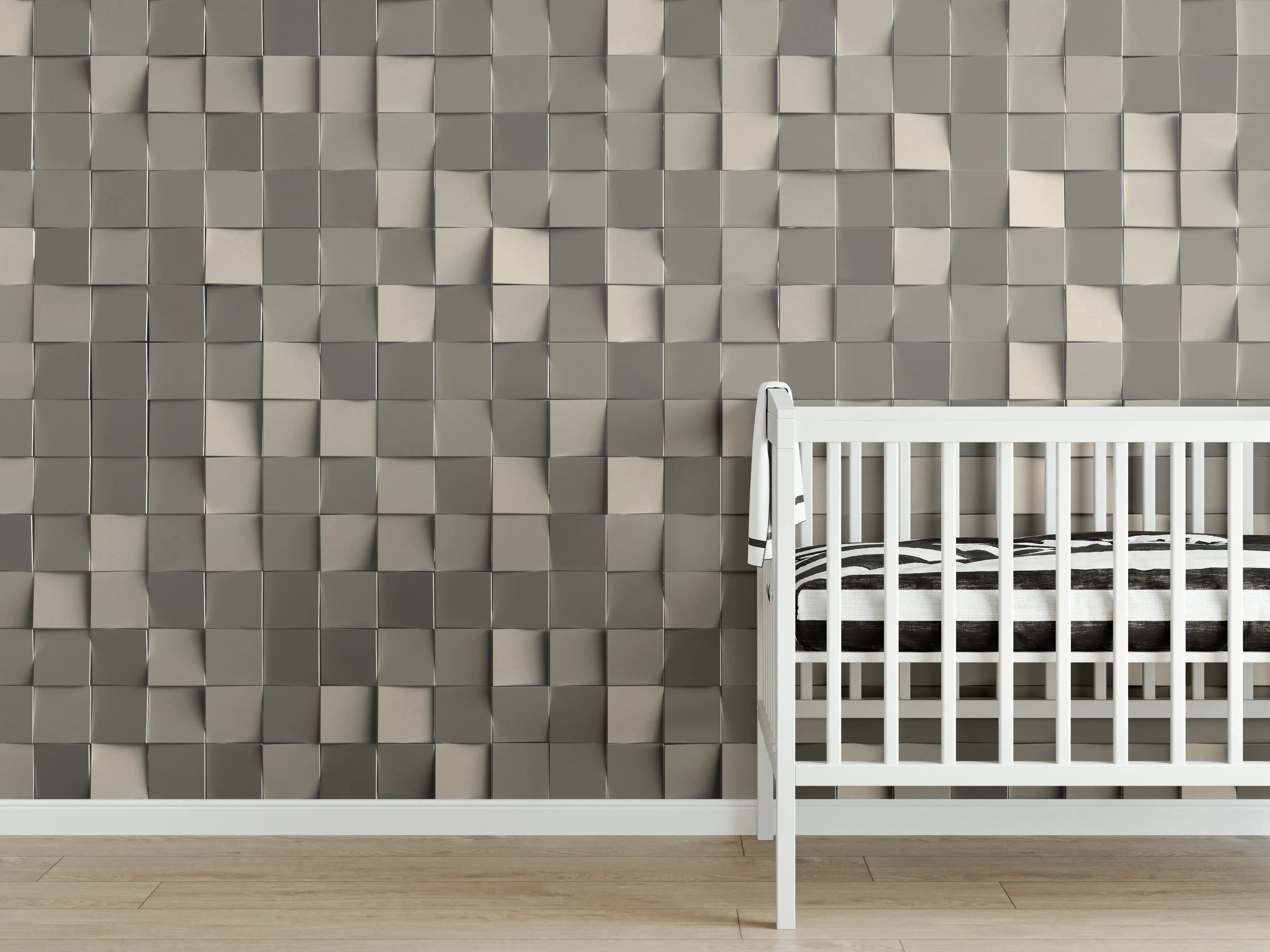 Babyzimmer Wandgestaltung - Moderner 3D-Wandpaneel aus Grau