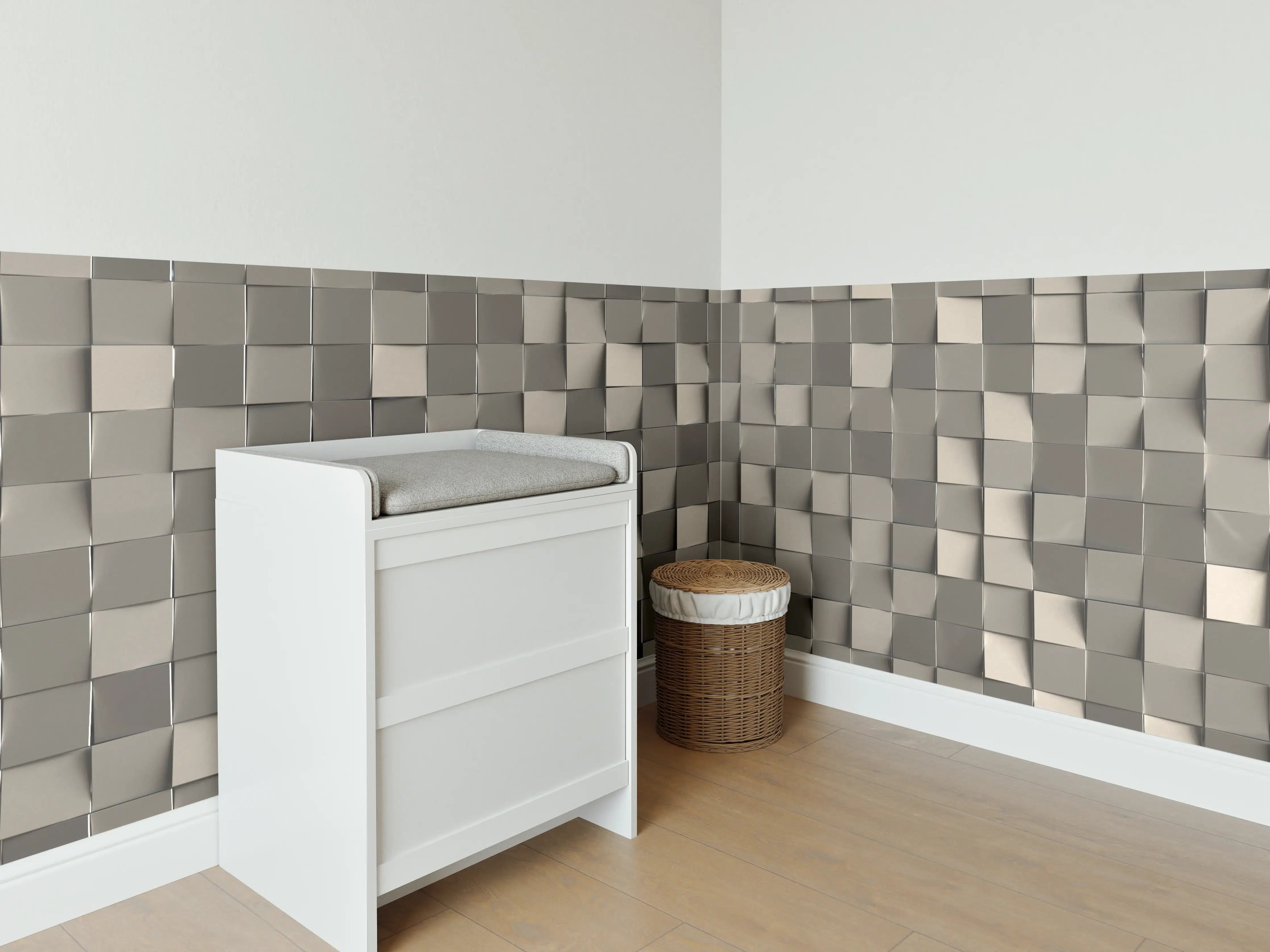 Babyzimmer Wandgestaltung - Moderner 3D-Wandpaneel aus Grau