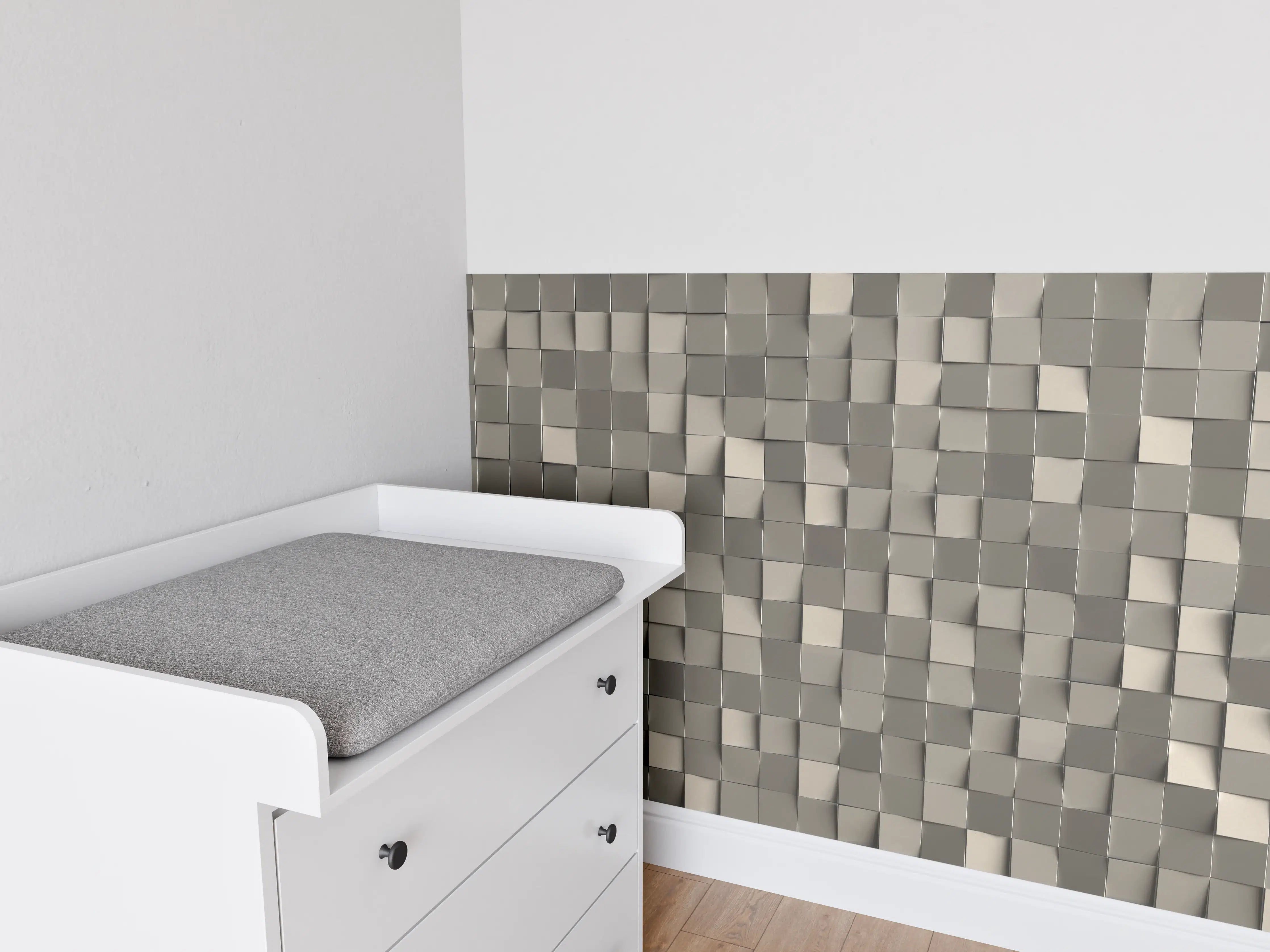 Babyzimmer Wandgestaltung - Moderner 3D-Wandpaneel aus Grau