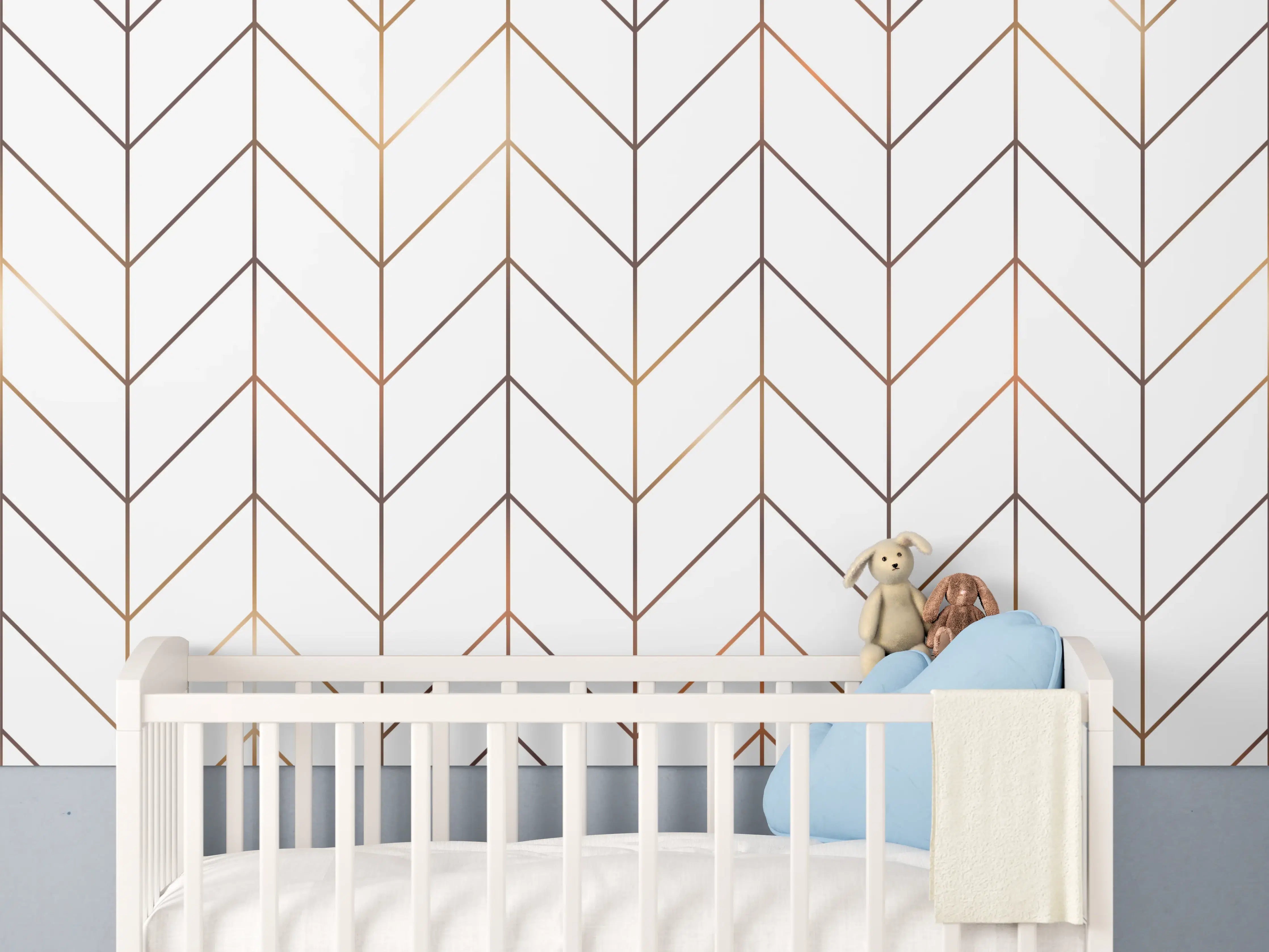 Babyzimmer Wandgestaltung - Modernes Gold-Schwarz Muster