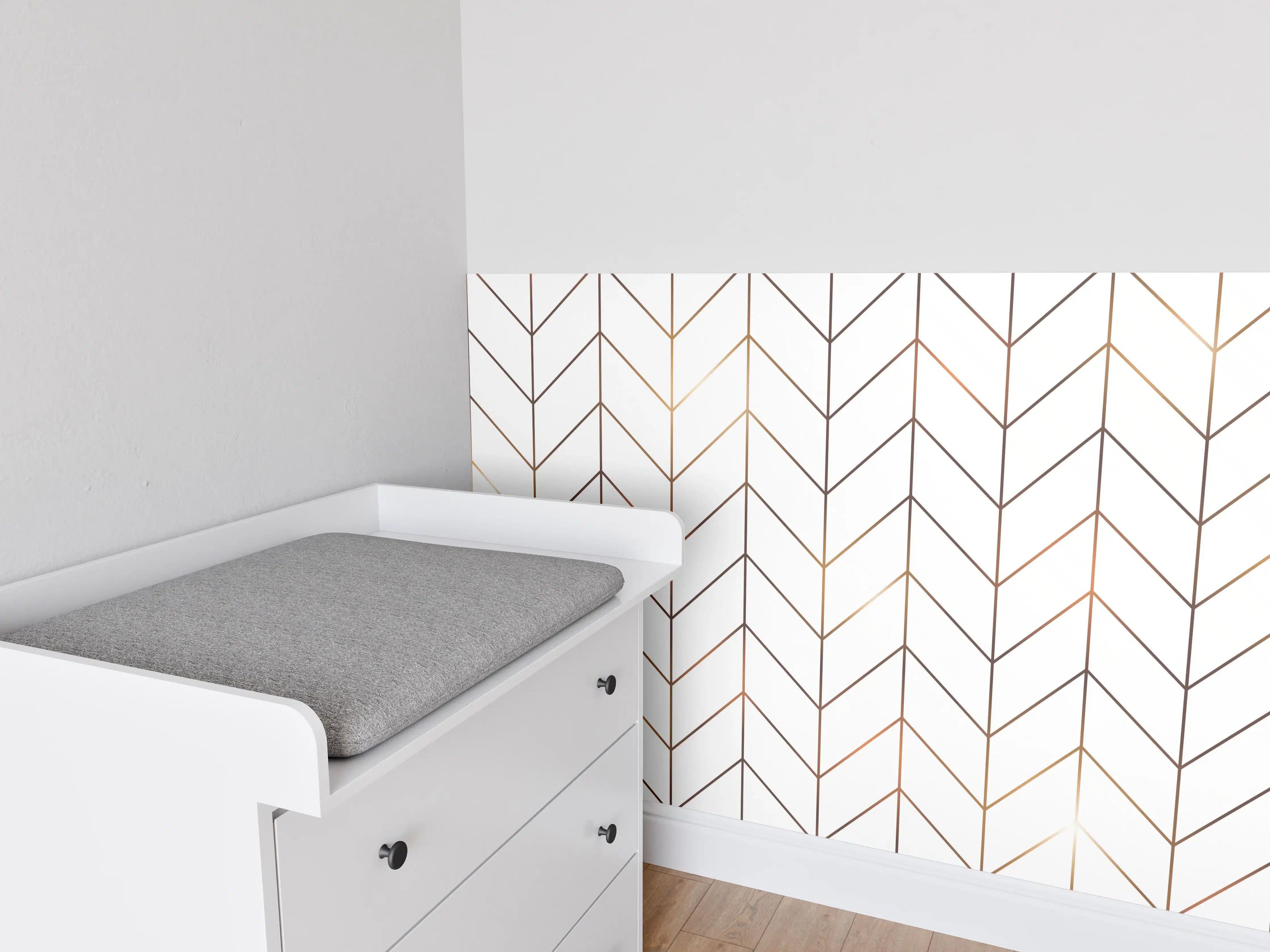 Babyzimmer Wandgestaltung - Modernes Gold-Schwarz Muster